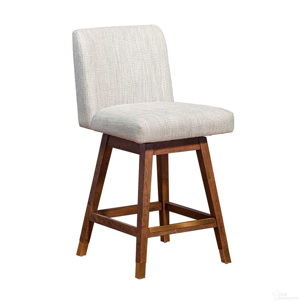 The appearance of Basila Swivel Counter Stool In Brown Oak Wood Finish with Beige Fabric designed by Armen Living in the modern / contemporary interior design. This beige piece of furniture was selected by 1StopBedrooms from Basila Collection to add a touch of cosiness and style into your home. Sku: 840254332171. Material: Wood.
