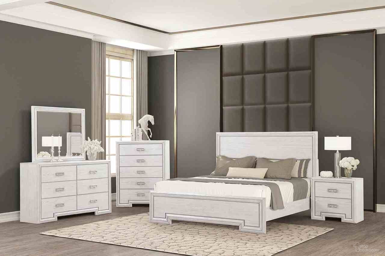 Basilone Bedroom Set In Rustic White