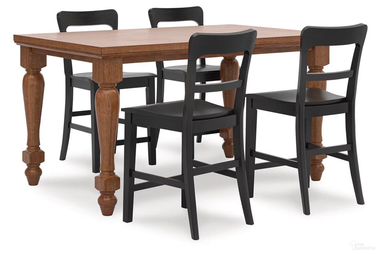 Basinger 5 Piece Counter Height Dining Room Set In Brown and Black