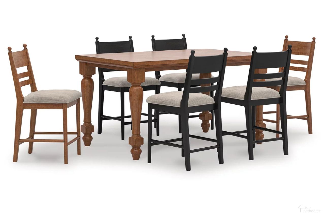 The appearance of Basinger 7 Piece Counter Height Dining Room Set In Brown and Black designed by Signature Design by Ashley in the traditional interior design. This brown/black piece of furniture was selected by 1StopBedrooms from Basinger Collection to add a touch of cosiness and style into your home. Sku: NCD824-13;NCD824-724;NCD824-724. Material: Wood.