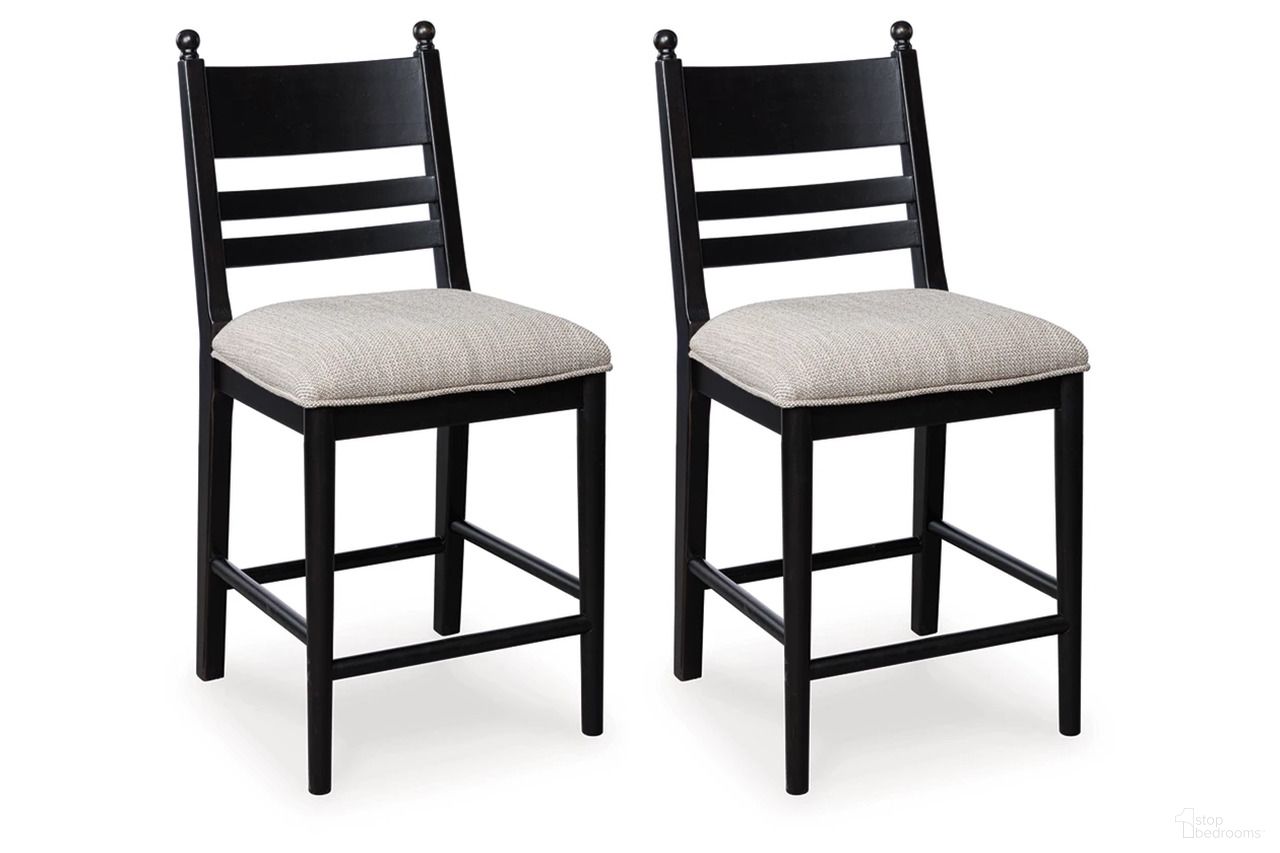 The appearance of Basinger Counter Height Barstool Set of 2 In Black designed by Signature Design by Ashley in the traditional interior design. This black piece of furniture was selected by 1StopBedrooms from Basinger Collection to add a touch of cosiness and style into your home. Sku: NCD824-724.