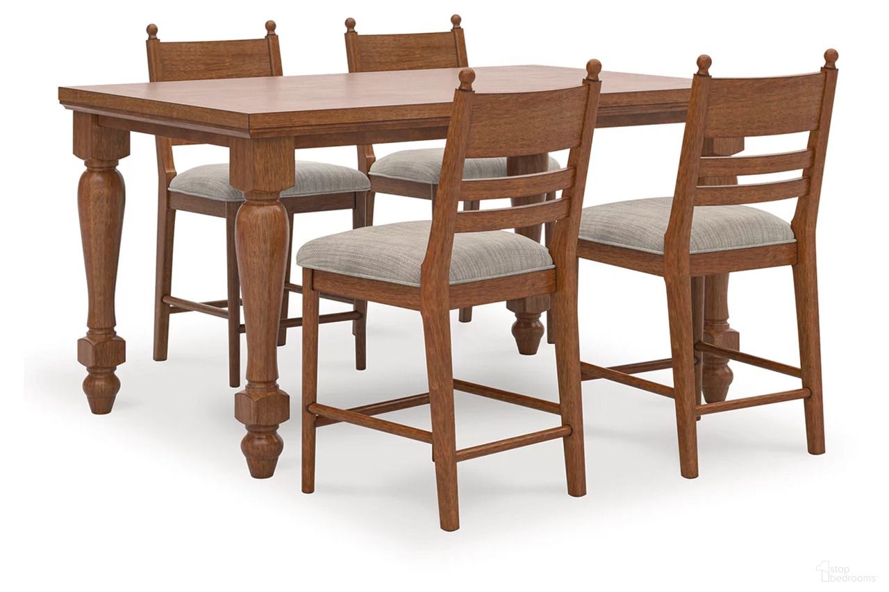 The appearance of Basinger Counter Height Dining Room Set In Brown designed by Signature Design by Ashley in the traditional interior design. This brown piece of furniture was selected by 1StopBedrooms from Basinger Collection to add a touch of cosiness and style into your home. Sku: NCD824-13;NCD824-924;NCD824-924. Material: Wood.