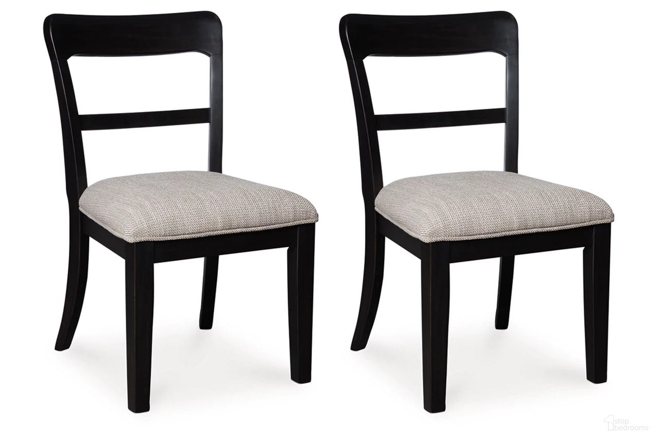 The appearance of Basinger Dining Chair Set of 2 In Black designed by Signature Design by Ashley in the traditional interior design. This black piece of furniture  was selected by 1StopBedrooms from Basinger Collection to add a touch of cosiness and style into your home. Sku: NCD824-01. Material: Fabric. Chair Type: Side Chair.