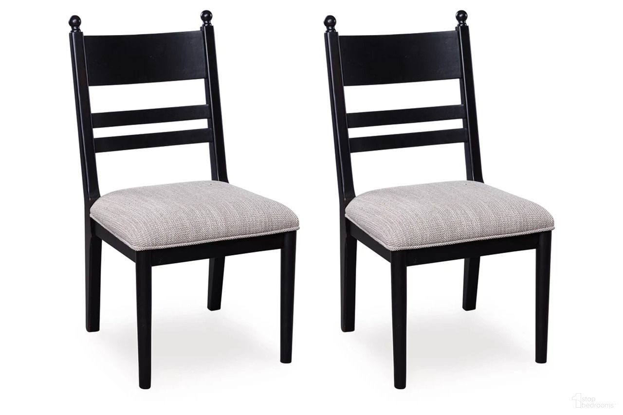 The appearance of Basinger Dining Chair Set of 2 In Black designed by Signature Design by Ashley in the traditional interior design. This black piece of furniture  was selected by 1StopBedrooms from Basinger Collection to add a touch of cosiness and style into your home. Sku: NCD824-07. Material: Fabric. Chair Type: Side Chair.