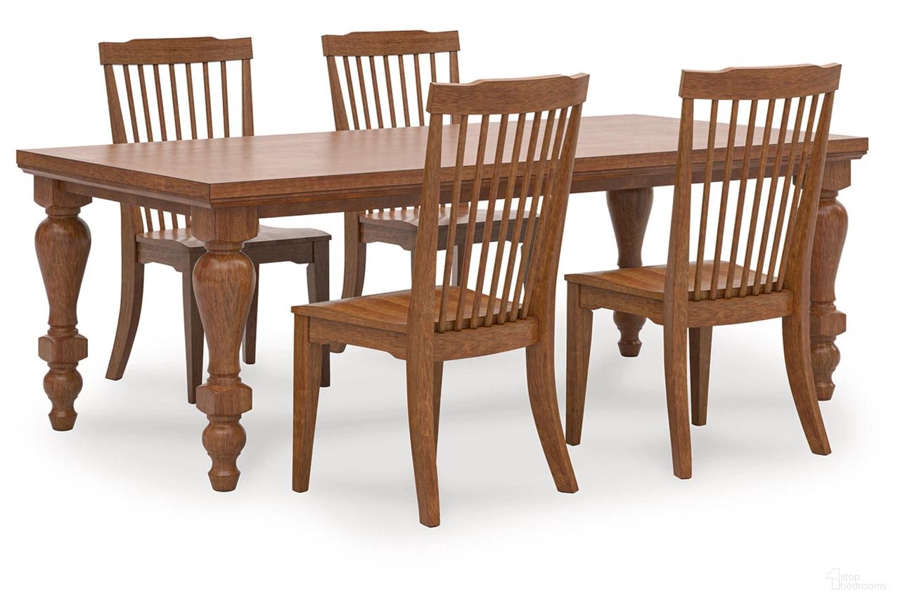 The appearance of Basinger Dining Room Set In Brown designed by Signature Design by Ashley in the traditional interior design. This brown piece of furniture  was selected by 1StopBedrooms from Basinger Collection to add a touch of cosiness and style into your home. Sku: NCD824-25;NCD824-06;NCD824-06. Material: Wood.