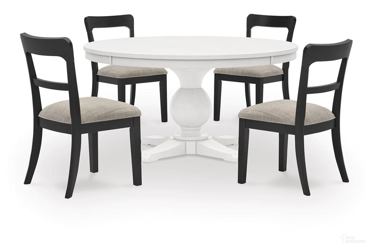 The appearance of Basinger Dining Room Set In White and Brown designed by Signature Design by Ashley in the traditional interior design. This white/brown piece of furniture was selected by 1StopBedrooms from Basinger Collection to add a touch of cosiness and style into your home. Sku: NCD824-50B;NCD824-50T;NCD824-01;NCD824-01. Material: Fabric.