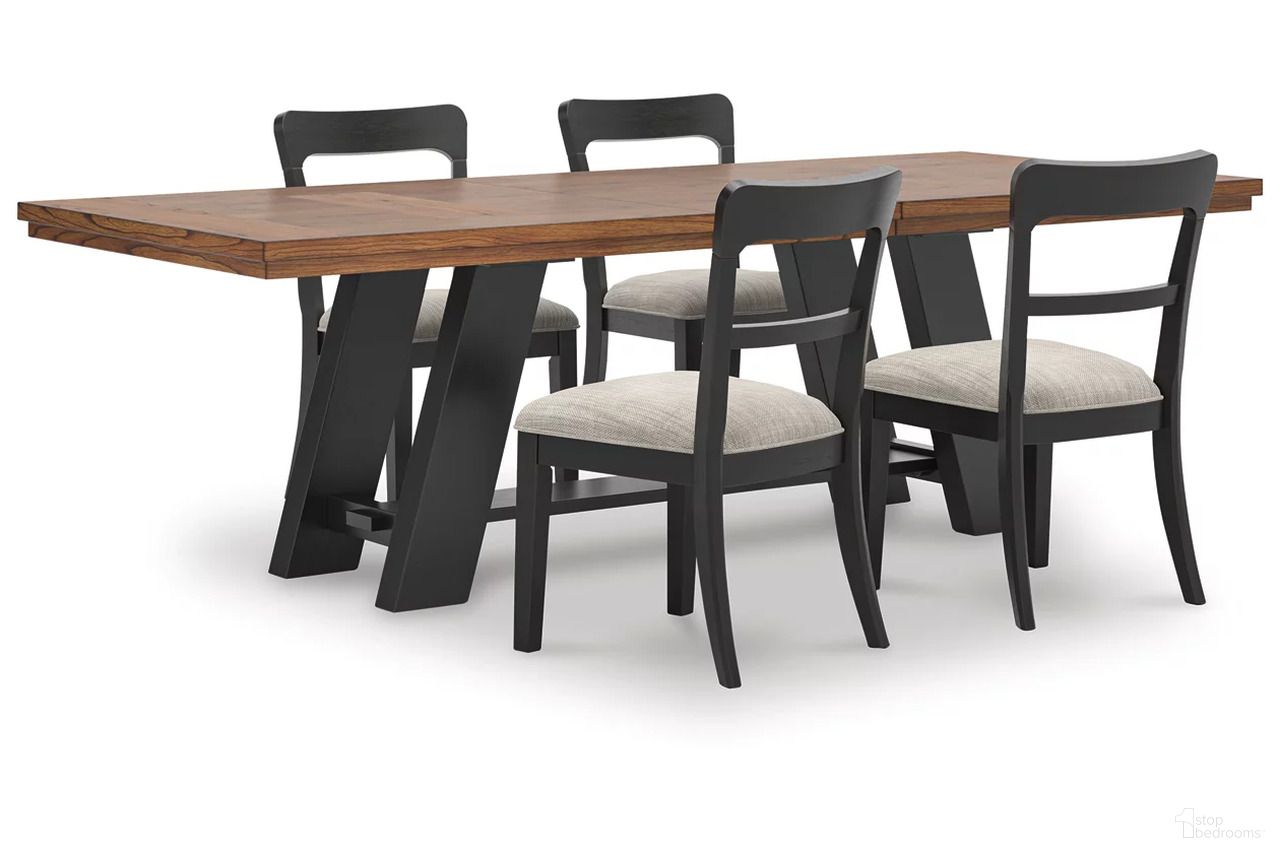 The appearance of Basinger Extension Dining Room Set In Brown and Black designed by Signature Design by Ashley in the traditional interior design. This brown/black piece of furniture was selected by 1StopBedrooms from Basinger Collection to add a touch of cosiness and style into your home. Sku: NCD824-55B;NCD824-55T;NCD824-01;NCD824-01. Material: Fabric.