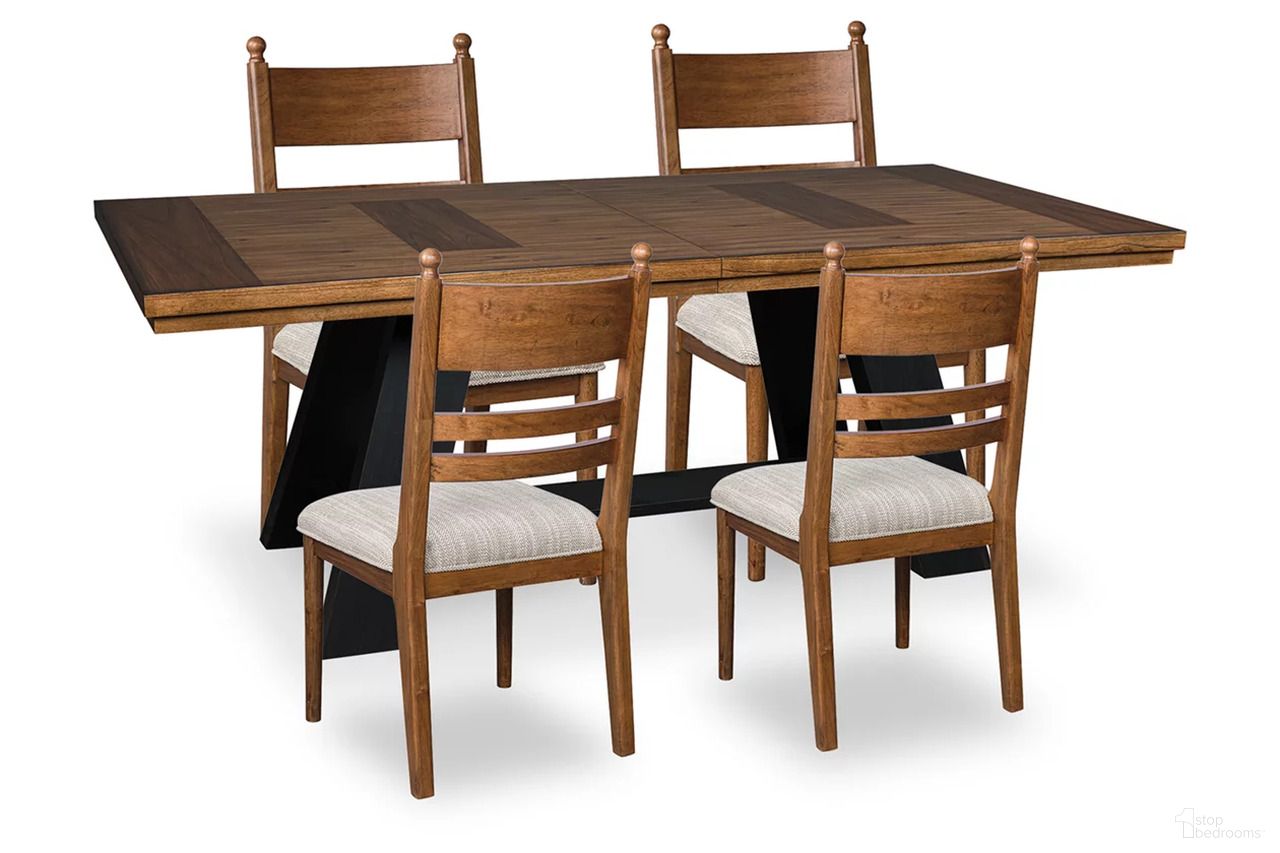 The appearance of Basinger Extension Dining Room Set In Brown and Black designed by Signature Design by Ashley in the traditional interior design. This brown/black piece of furniture  was selected by 1StopBedrooms from Basinger Collection to add a touch of cosiness and style into your home. Sku: NCD824-55B;NCD824-55T;NCD824-09;NCD824-09. Material: Fabric.
