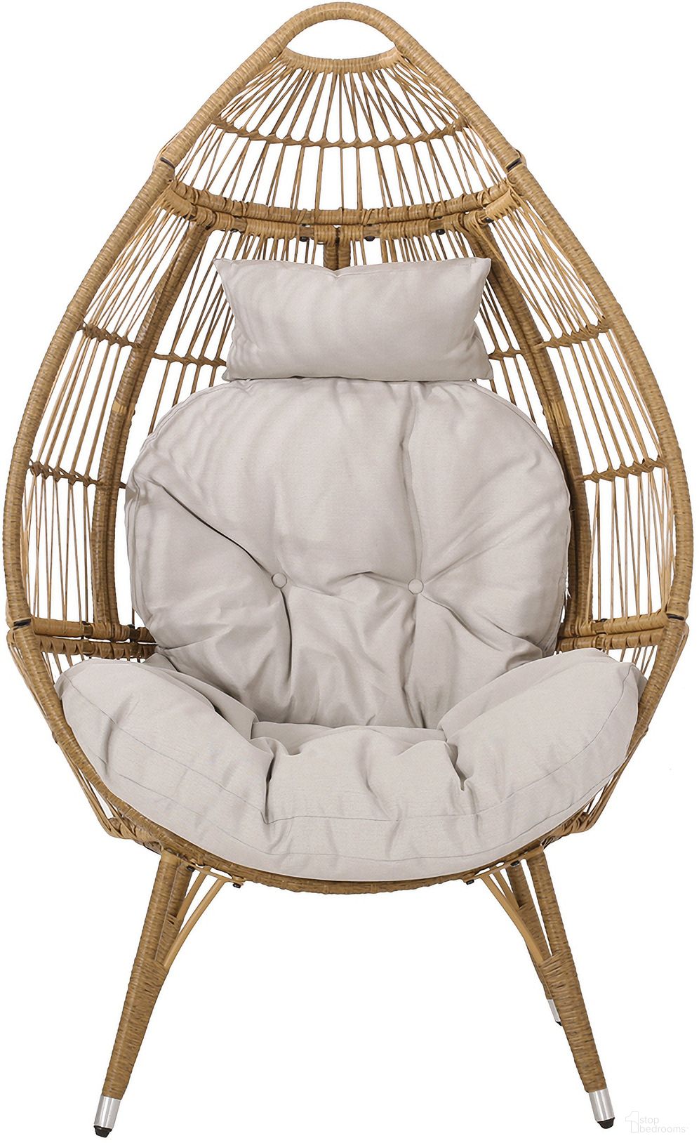 The appearance of Basket Chair with Teardrop Shape and Water-Resistant Cushion In Natural designed by Noble House in the bohemian interior design. This natural piece of furniture was selected by 1StopBedrooms from to add a touch of cosiness and style into your home. Sku: 69367.00LBRN. Material: Iron.