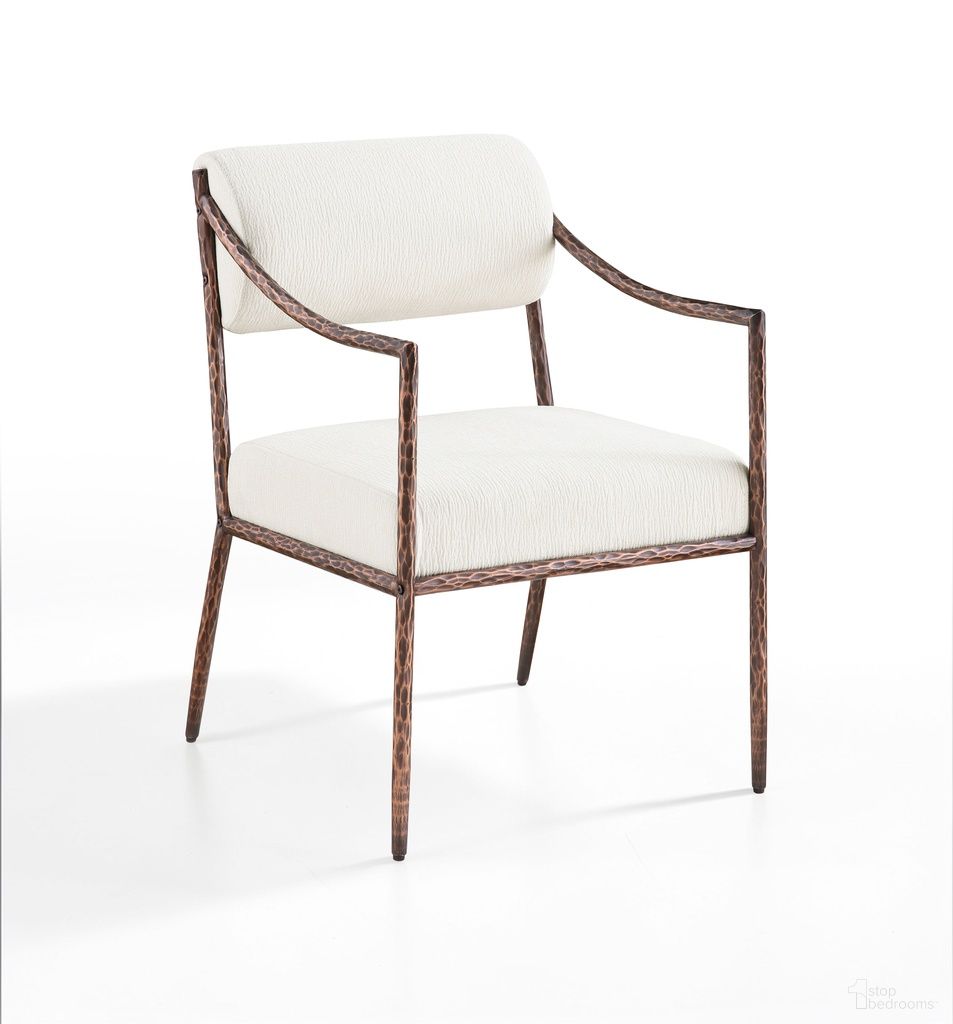 The appearance of Bastille Chenille Fabric Upholstered Dining Arm Chair Set of 2 In Cream designed by Meridian in the modern / contemporary interior design. This cream piece of furniture  was selected by 1StopBedrooms from Bastille Collection to add a touch of cosiness and style into your home. Sku: 77039Cream-AC. Material: Chenille. Chair Type: Arm Chair.