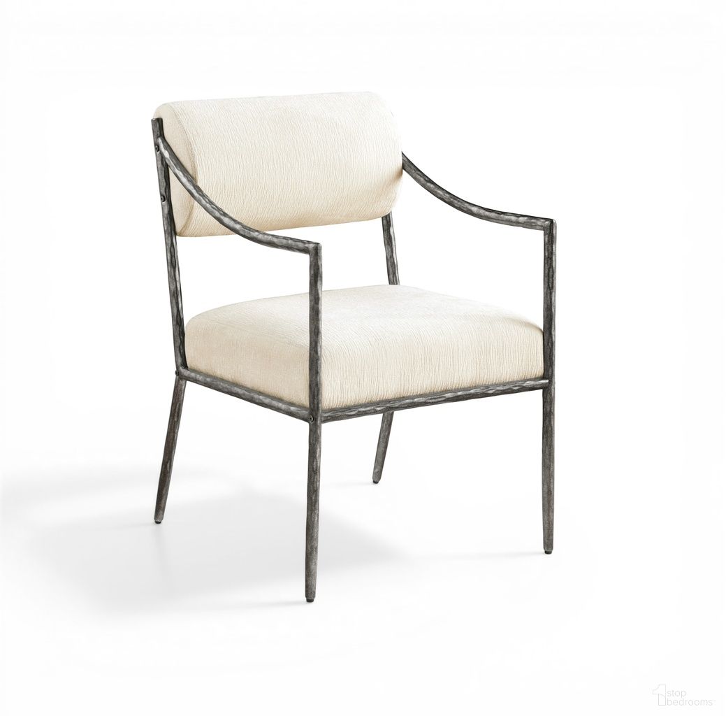 The appearance of Bastille Chenille Fabric Upholstered Dining Arm Chair Set of 2 In Cream designed by Meridian in the modern / contemporary interior design. This cream piece of furniture  was selected by 1StopBedrooms from Bastille Collection to add a touch of cosiness and style into your home. Sku: 77038Cream-AC. Material: Chenille. Chair Type: Arm Chair.