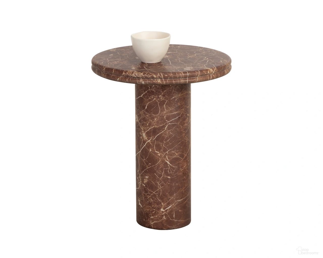 Bastion Marble Look End Table In Mocha