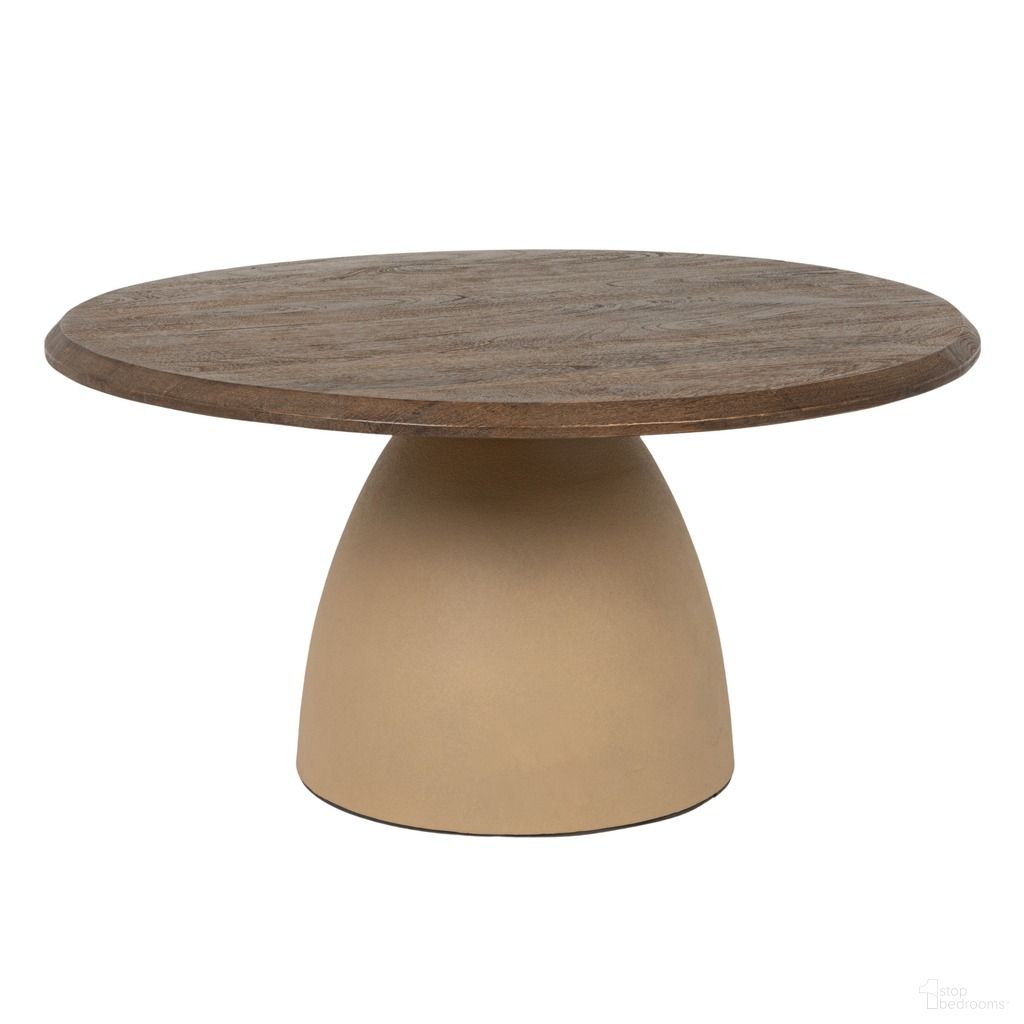 The appearance of Bastion Round Pedestal Coffee Table with Metal Base and Mango Wood Top In Cream designed by Rowena Interiors in the modern / contemporary interior design. This cream piece of furniture  was selected by 1StopBedrooms from Bastion Collection to add a touch of cosiness and style into your home. Sku: EC2205MC. Material: Mango Wood.