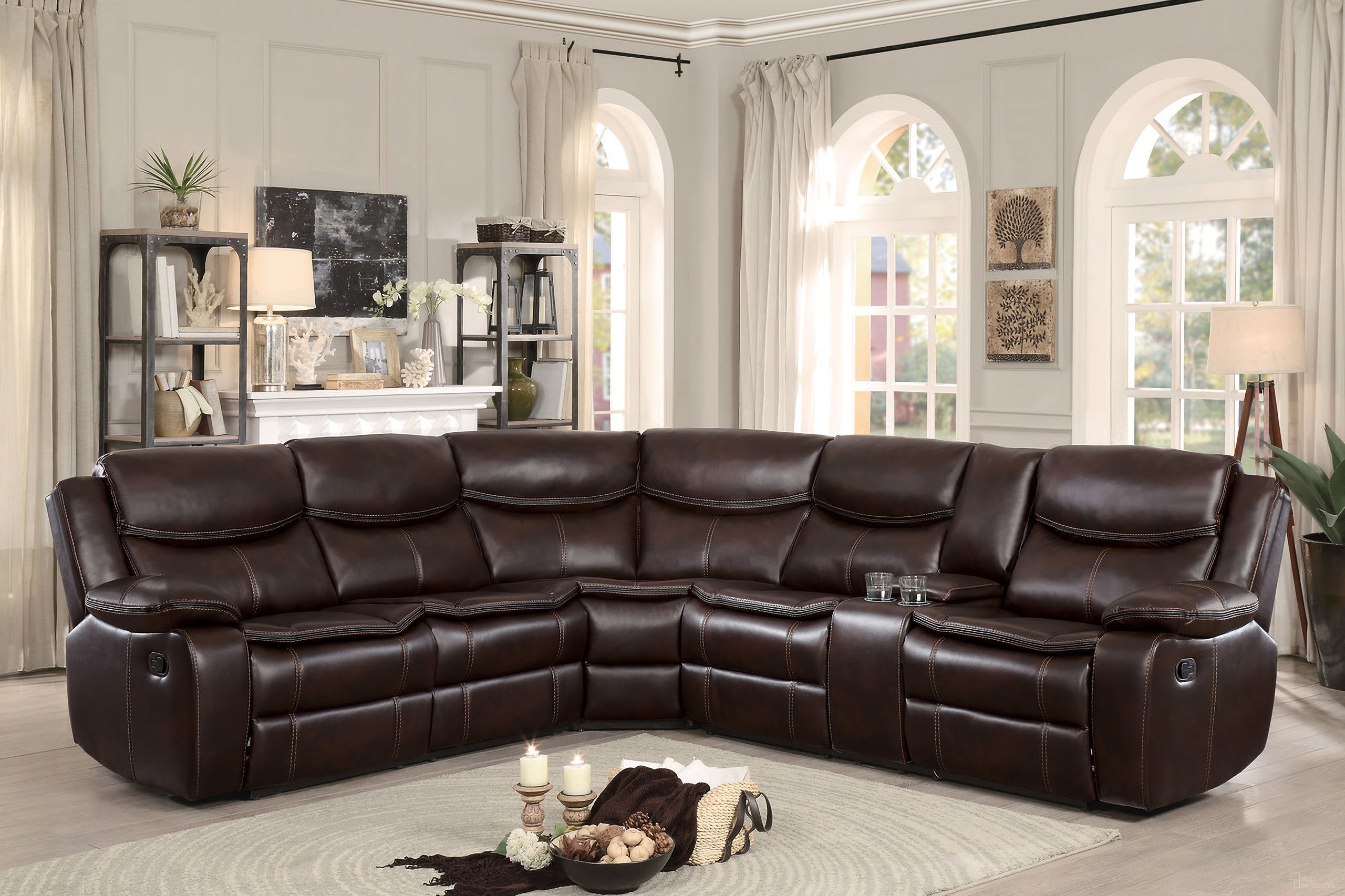 Bastrop 3-Piece Sectional with Right Console In Brown