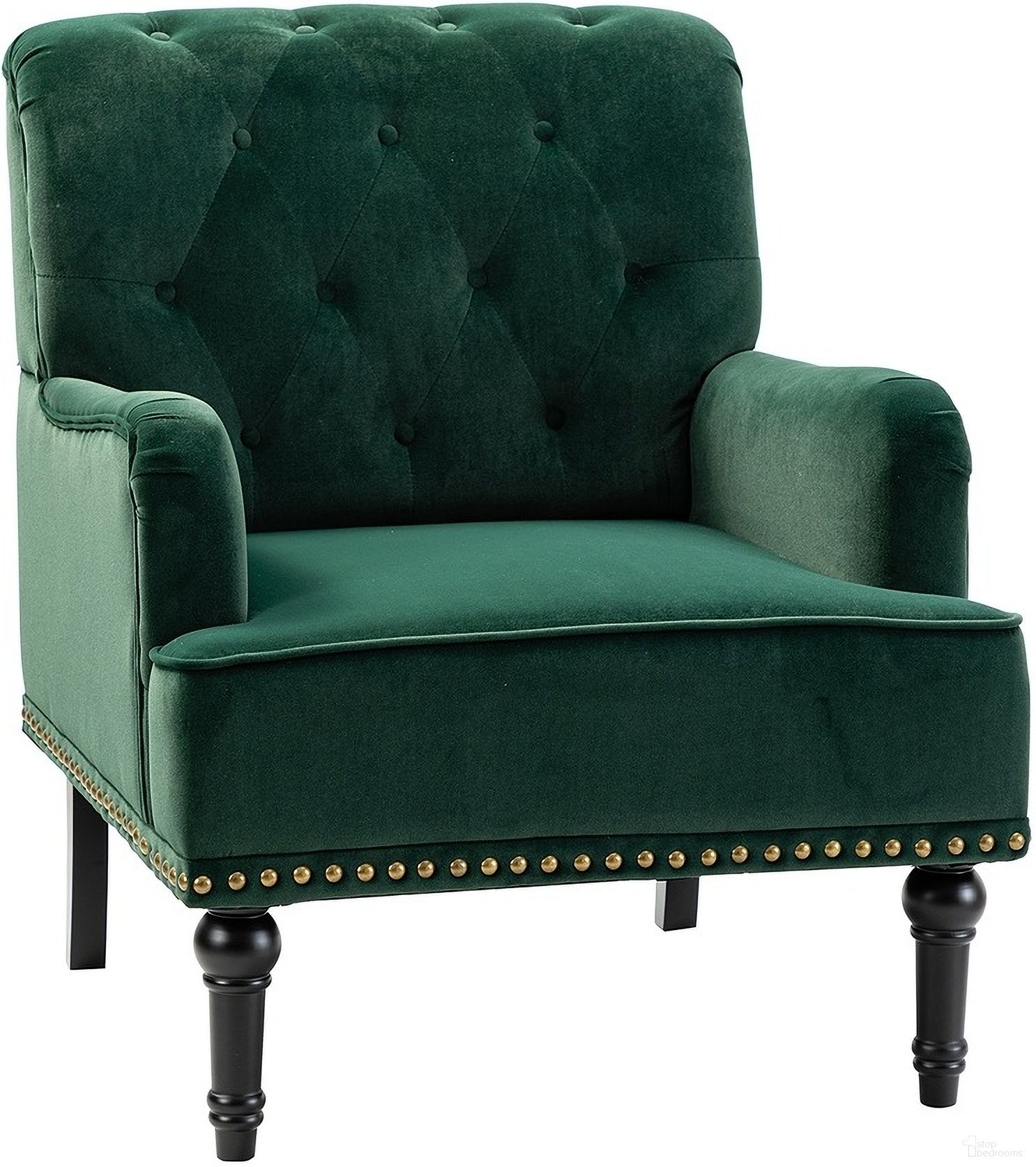 The appearance of Battista Armchair In Green designed by Karat Home in the modern / contemporary interior design. This green piece of furniture was selected by 1StopBedrooms from Battista Collection to add a touch of cosiness and style into your home. Sku: CHM0232-GREEN. Material: Velvet.