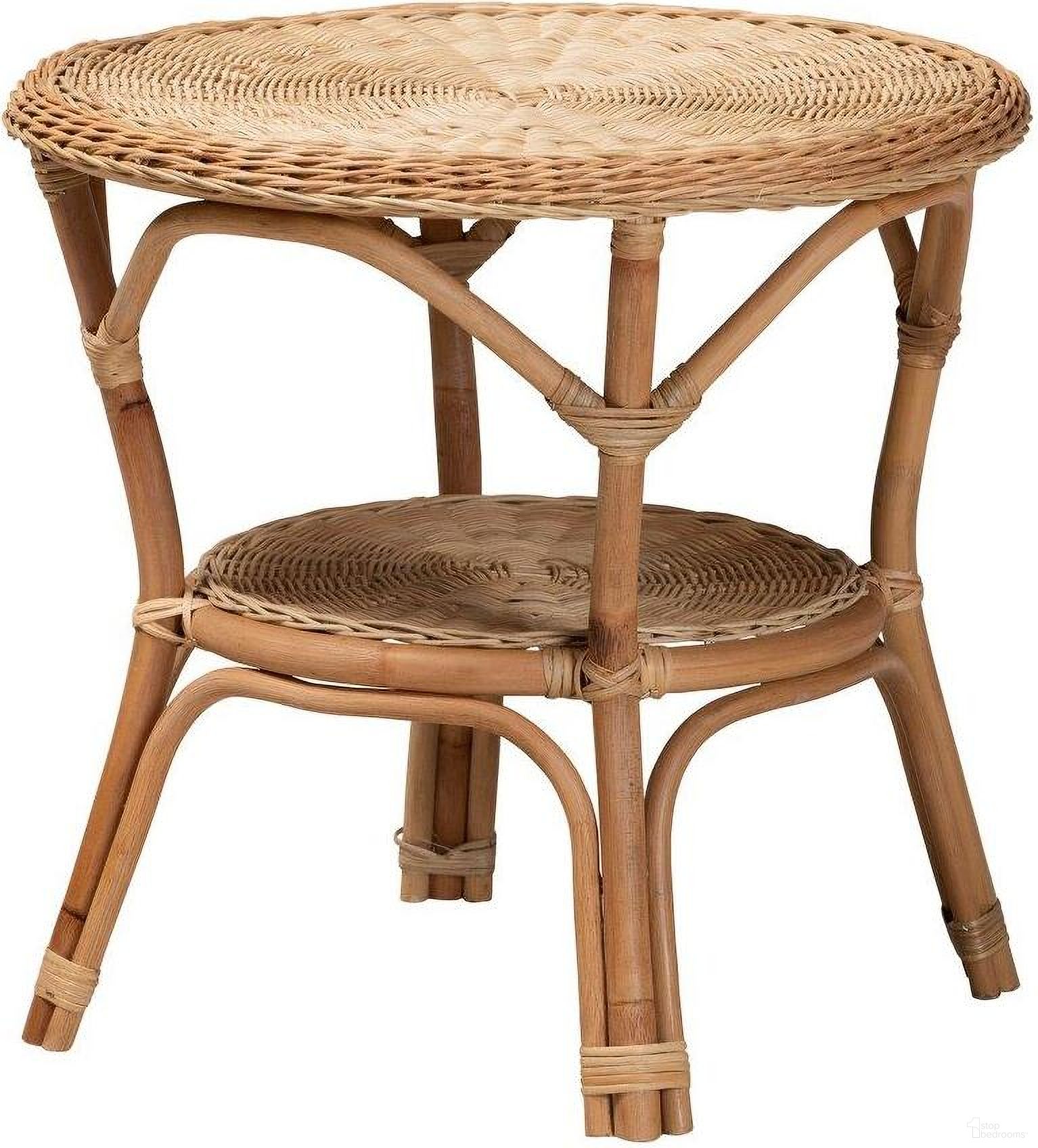 Baxton Studio Abbey Modern Bohemian Natural Brown Antique Rattan Coffee Table