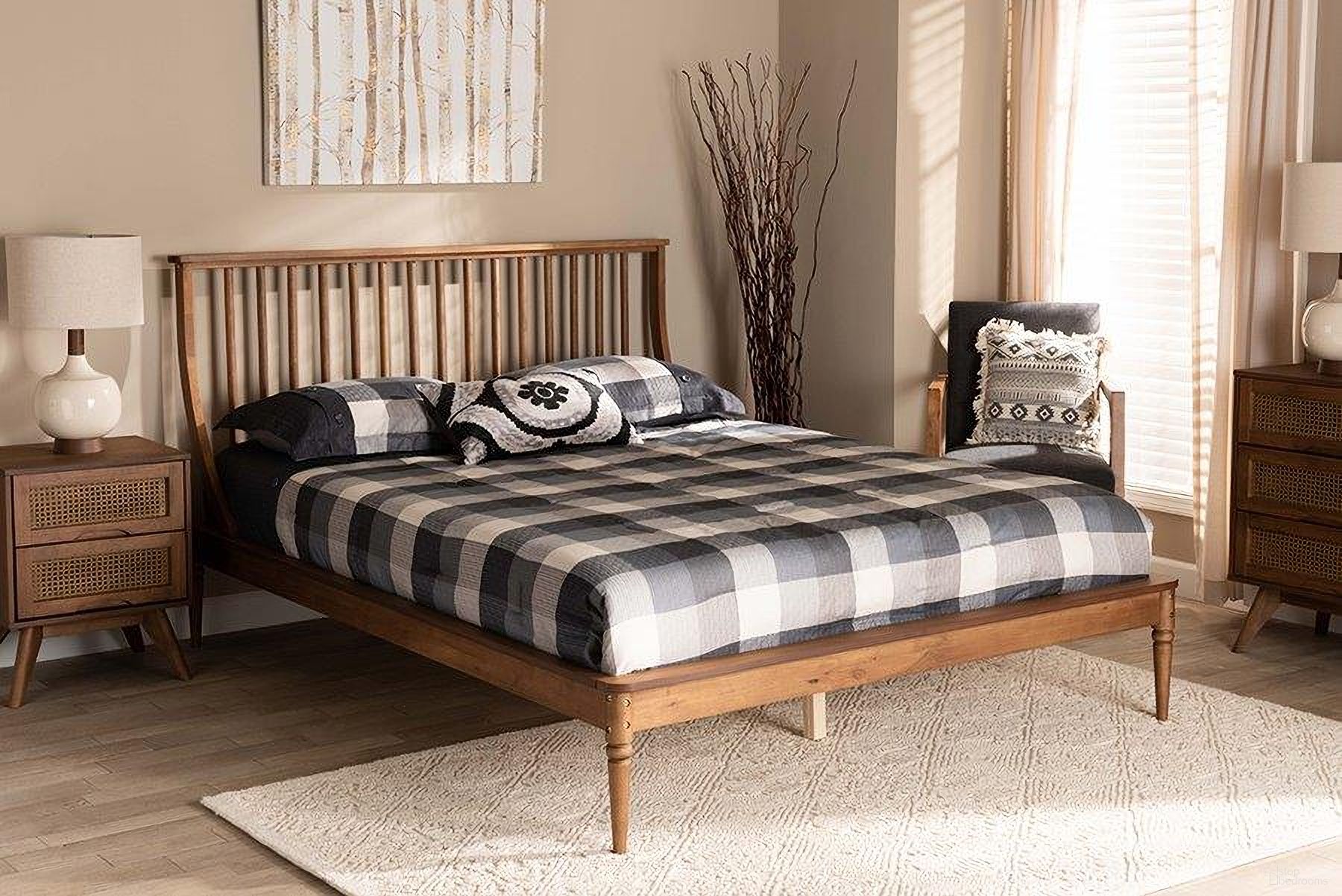 The appearance of Baxton Studio Abel Classic and Traditional Transitional Walnut Brown Finished Wood King Size Platform Bed designed by Baxton Studio in the traditional interior design. This walnut brown piece of furniture was selected by 1StopBedrooms from Abel Collection to add a touch of cosiness and style into your home. Sku: MG0064-Walnut-King. Bed Type: Platform Bed. Bed Size: King. Material: Rubberwood.