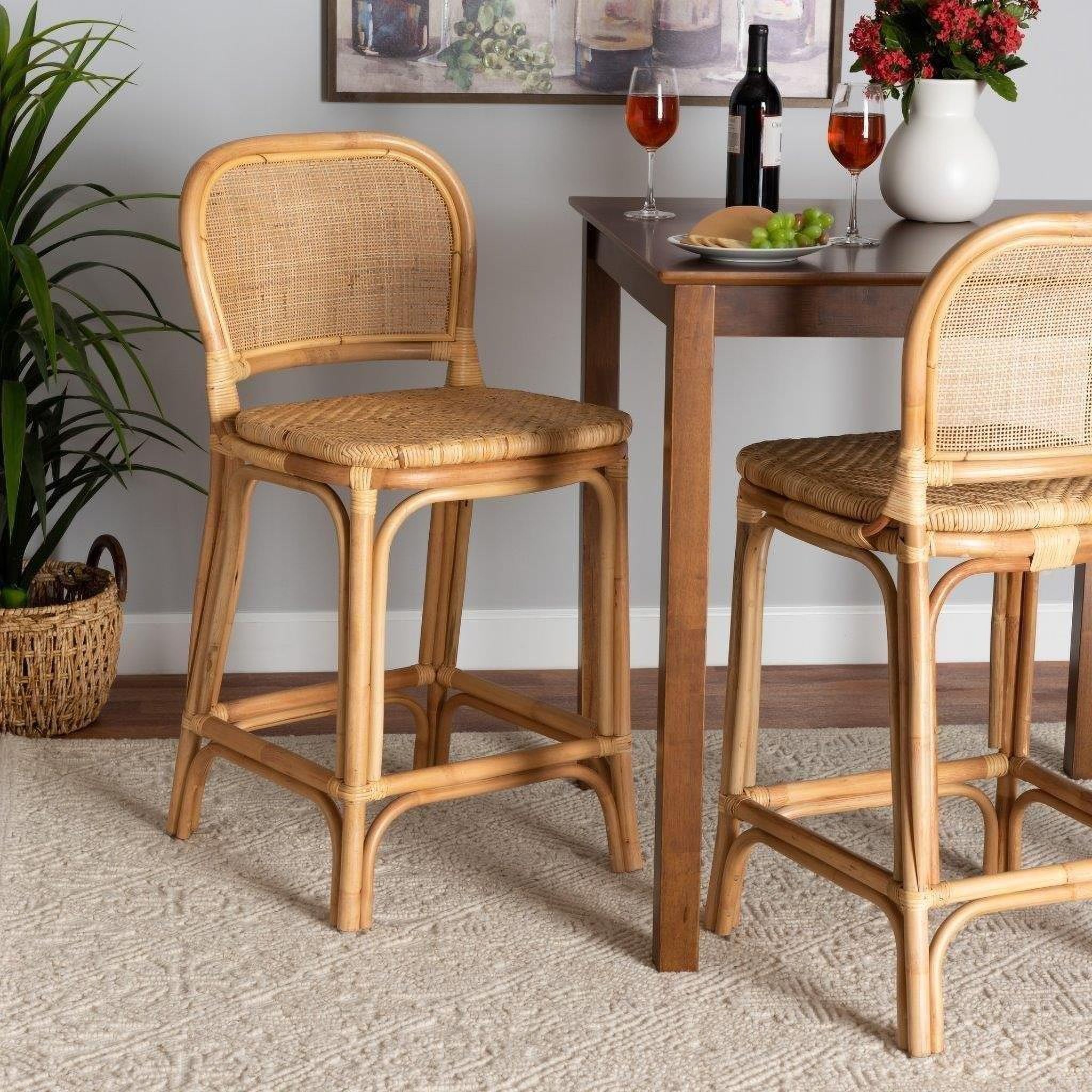 The appearance of Baxton Studio Adrena Modern Bohemian Natural Brown Rattan Counter Stool designed by Baxton Studio in the coastal interior design. This natural brown piece of furniture was selected by 1StopBedrooms from Adrena Collection to add a touch of cosiness and style into your home. Sku: Adrena-Rattan-CS. Material: Natural Rattan.