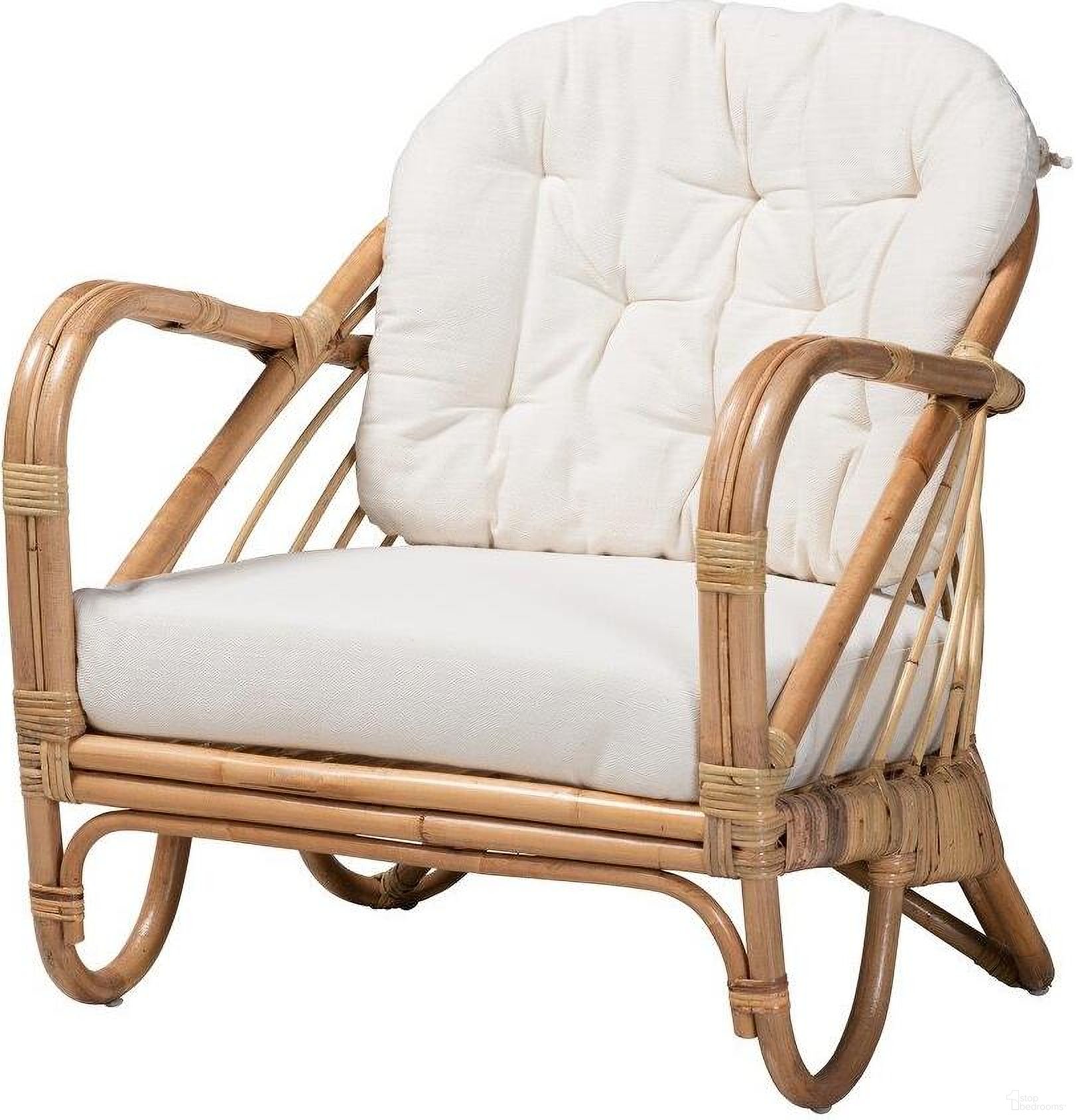 Baxton Studio Aliane Modern Bohemian Natural Brown Antique Rattan Arm Chair