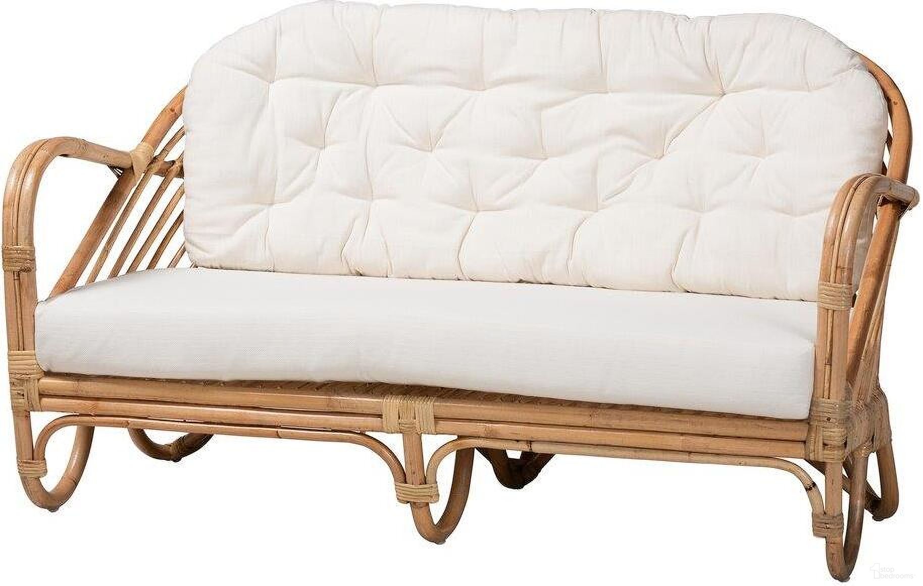 Baxton Studio Aliane Modern Bohemian Natural Brown Antique Rattan Loveseat