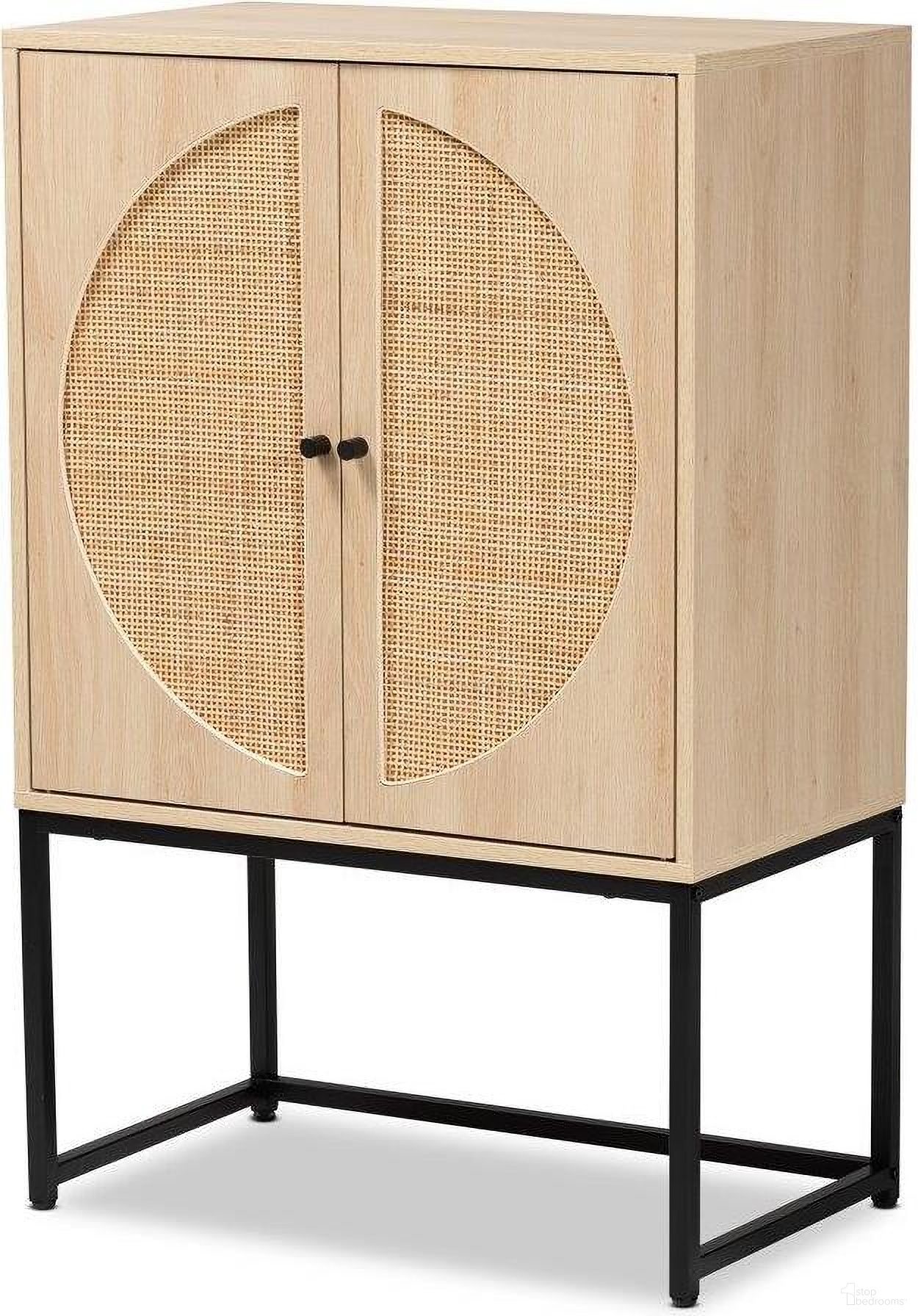 The appearance of Baxton Studio Ardon Bohemian Light Brown Finished Wood And Black Metal 2-Door Storage Cabinet With Natural Rattan designed by Baxton Studio in the coastal interior design. This light brown piece of furniture  was selected by 1StopBedrooms from Ardon Collection to add a touch of cosiness and style into your home. Sku: MUS-003-Natural/Black. Material: MDF.