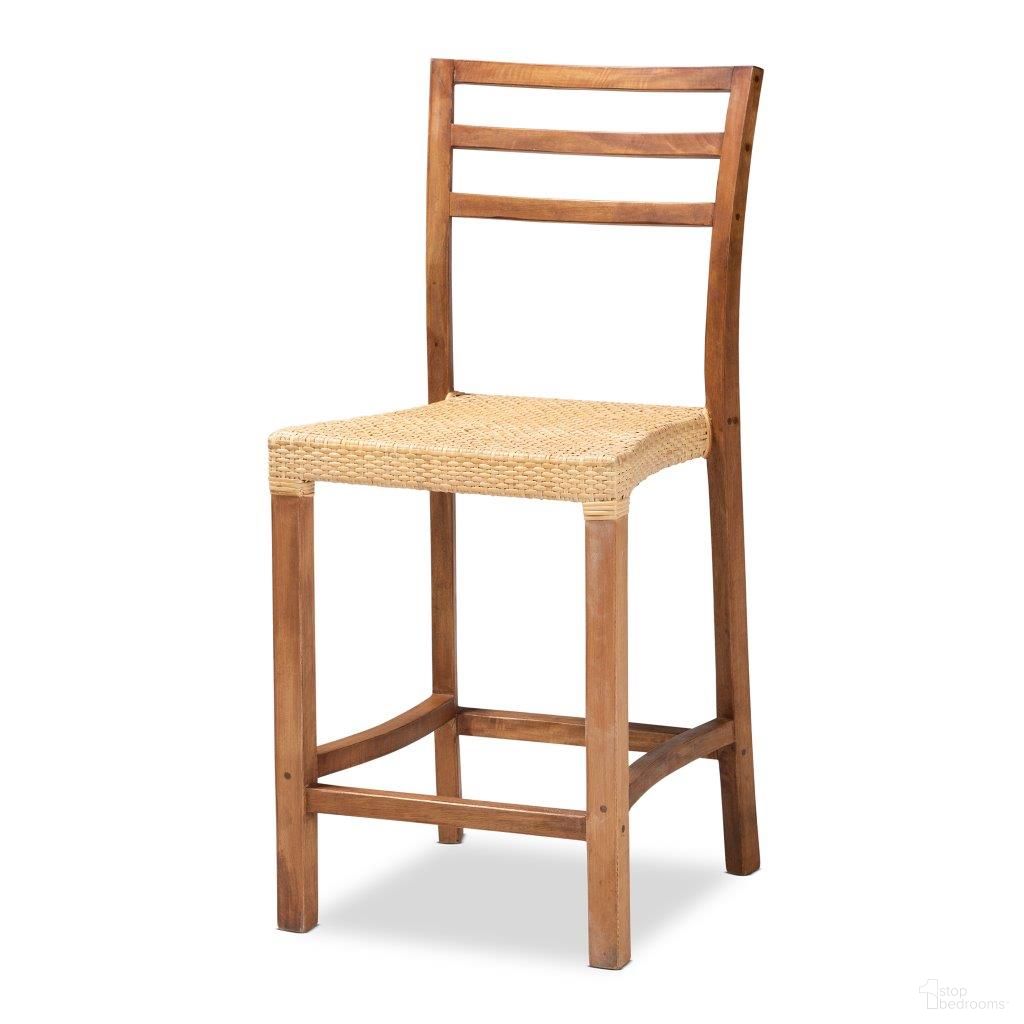 The appearance of Baxton Studio Arthur Mid-Century Modern Walnut Brown Finished Wood And Natural Rattan Counter Stool designed by Baxton Studio in the transitional interior design. This brown piece of furniture was selected by 1StopBedrooms from Arthur Collection to add a touch of cosiness and style into your home. Sku: Arthur-Teak-CS. Material: Wood.