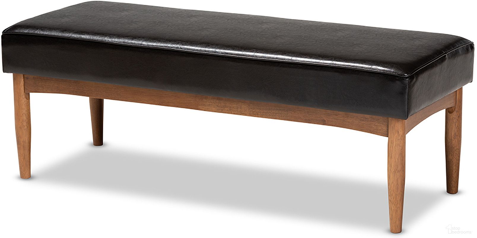 Baxton Studio Arvid Mid-Century Modern Dark Brown Faux Leather Upholstered Wood Dining Bench