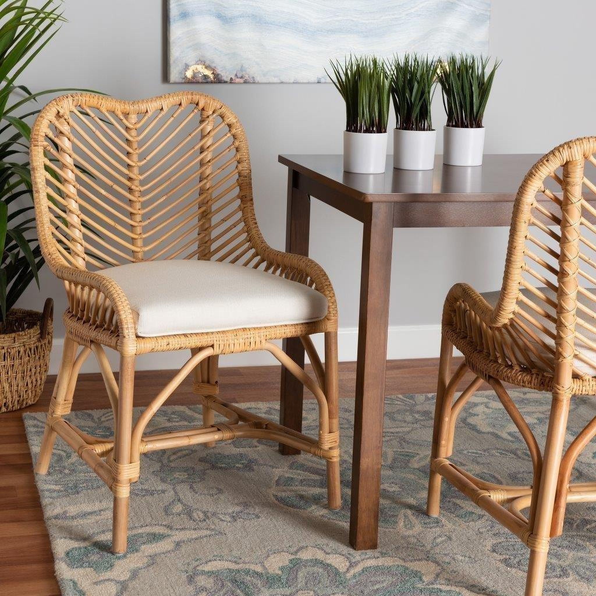 The appearance of Baxton Studio Arween Modern Bohemian Natural Brown Rattan Dining Chair designed by Baxton Studio in the coastal interior design. This natural brown piece of furniture was selected by 1StopBedrooms from Arween Collection to add a touch of cosiness and style into your home. Sku: Arween-Rattan-DC. Material: Natural Rattan. Chair Type: Side Chair.