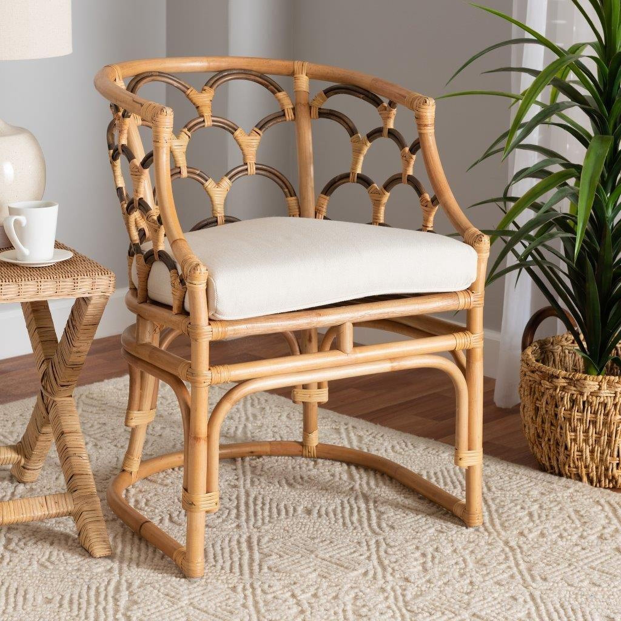 The appearance of Baxton Studio Aster Modern Bohemian Natural Brown Rattan Armchair designed by Baxton Studio in the coastal interior design. This natural brown piece of furniture  was selected by 1StopBedrooms from Aster Collection to add a touch of cosiness and style into your home. Sku: Aster-Rattan-Armchair. Material: Natural Rattan.