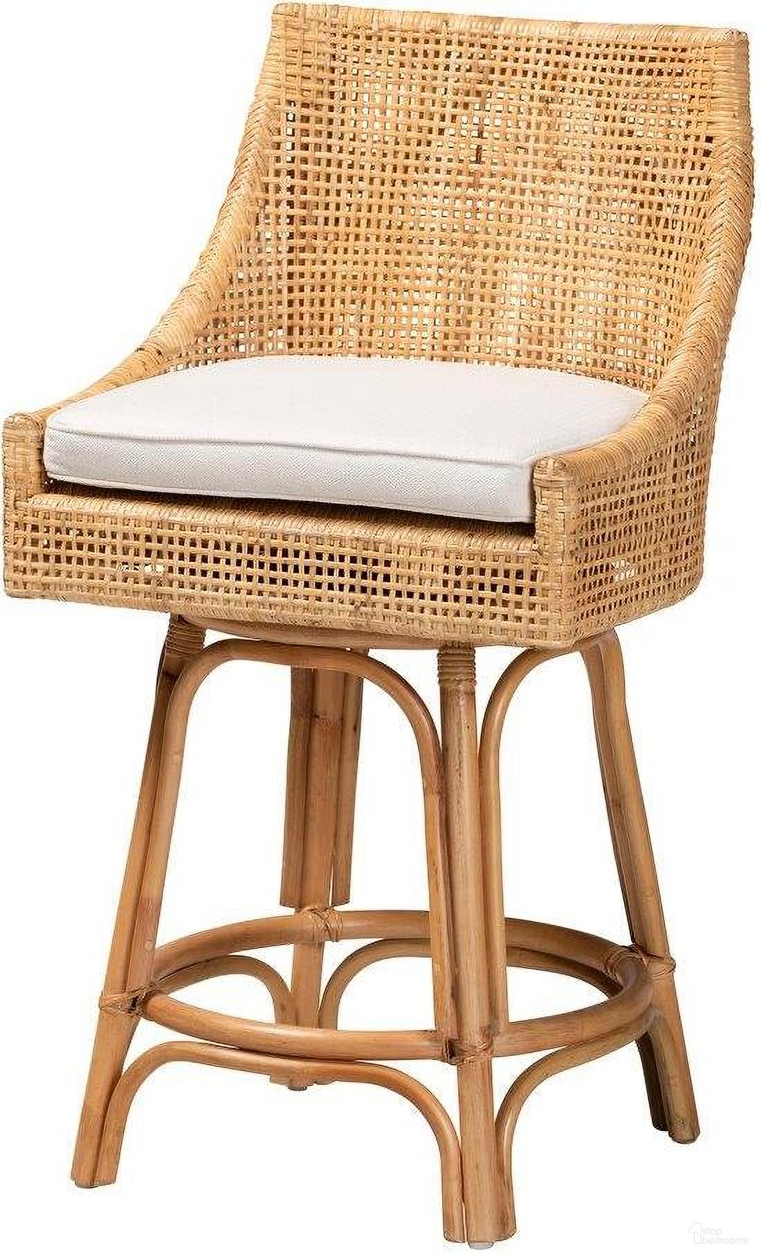Baxton Studio Bella Modern Bohemian Natural Brown Rattan Counter Stool