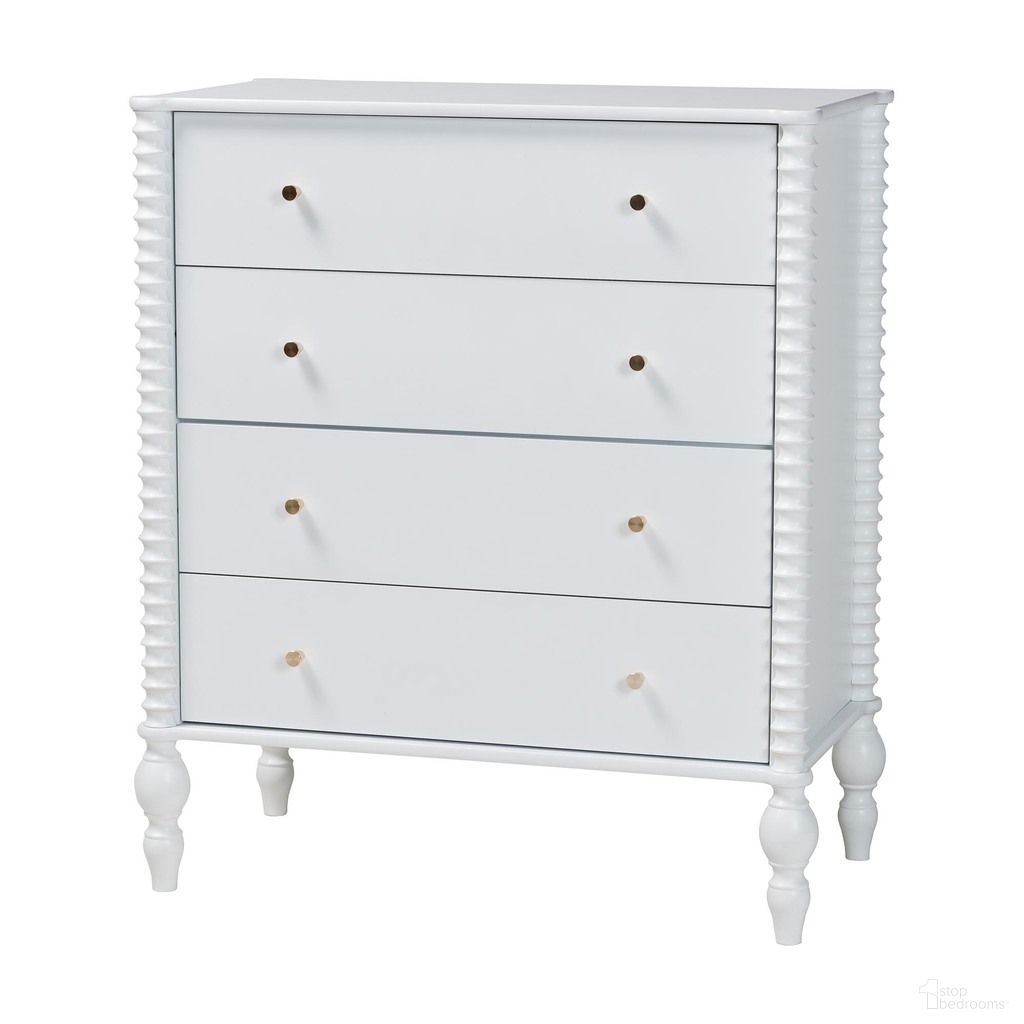 The appearance of Baxton Studio Callison Spindle 4-Drawer Chest In White designed by Baxton Studio in the country / farmhouse interior design. This white piece of furniture was selected by 1StopBedrooms from Callison Collection to add a touch of cosiness and style into your home. Sku: MG9020-White-4DW-Chest. Material: Solid Rubberwood.