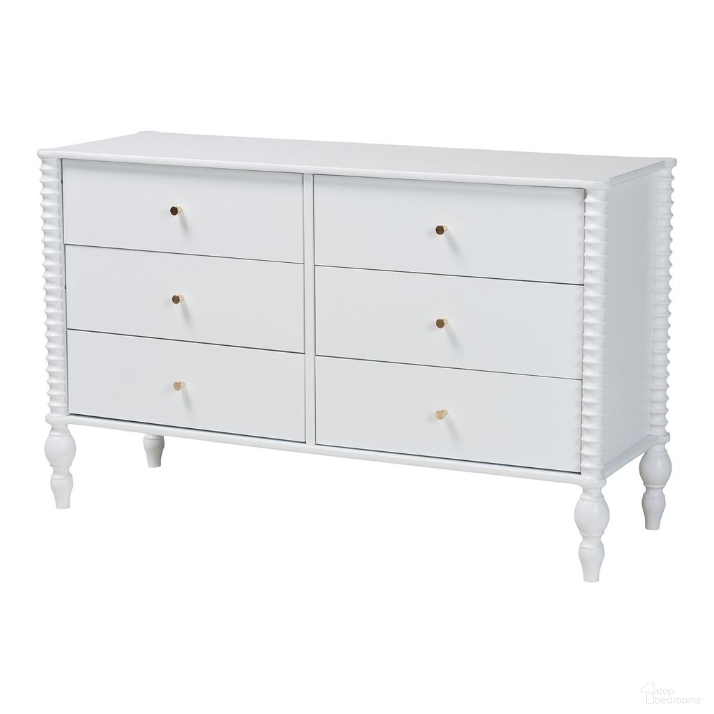 The appearance of Baxton Studio Callison Spindle 6-Drawer Dresser In White designed by Baxton Studio in the country / farmhouse interior design. This white piece of furniture was selected by 1StopBedrooms from Callison Collection to add a touch of cosiness and style into your home. Sku: MG9020-White-6DW-Dresser. Material: Solid Rubberwood.