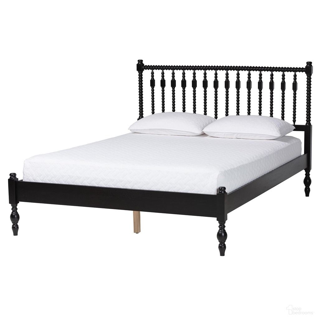 The appearance of Baxton Studio Callison Spindle Full Platform Bed In Black designed by Baxton Studio in the country / farmhouse interior design. This black piece of furniture  was selected by 1StopBedrooms from Callison Collection to add a touch of cosiness and style into your home. Sku: MG0259-Black-Full. Bed Type: Platform Bed. Bed Size: Full. Material: Solid Rubberwood.