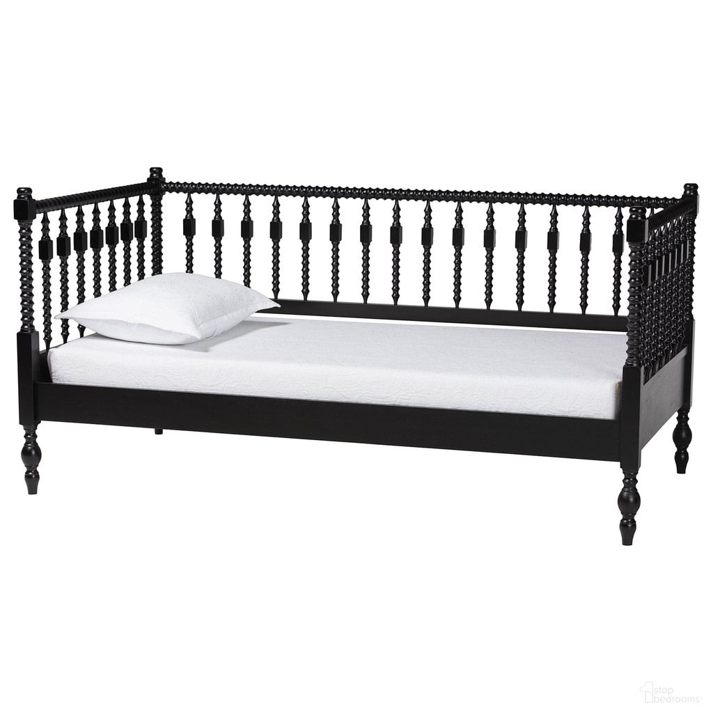 The appearance of Baxton Studio Callison Spindle Twin Daybed In Black designed by Baxton Studio in the country / farmhouse interior design. This black piece of furniture  was selected by 1StopBedrooms from Callison Collection to add a touch of cosiness and style into your home. Sku: MG0259-1-Black-Twin-Daybed. Bed Type: Daybed. Bed Size: Twin. Material: Solid Rubberwood.