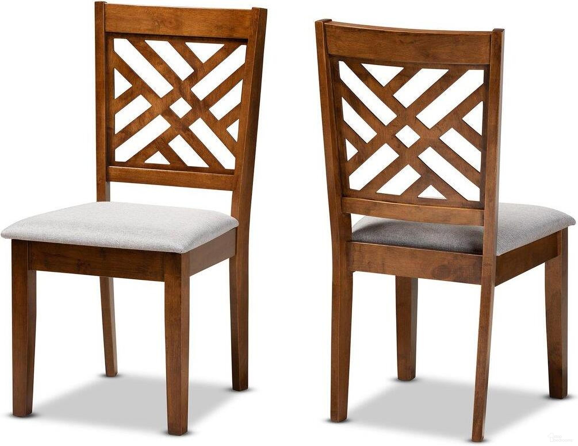 The appearance of Baxton Studio Caron Modern And Contemporary Grey Fabric Upholstered And Walnut Brown Finished Wood 2 Piece Dining Chair Set designed by Baxton Studio in the modern / contemporary interior design. This grey and walnut piece of furniture was selected by 1StopBedrooms from Caron Collection to add a touch of cosiness and style into your home. Sku: RH317C-Grey/Walnut-DC-2PK. Material: Rubberwood. Chair Type: Side Chair.