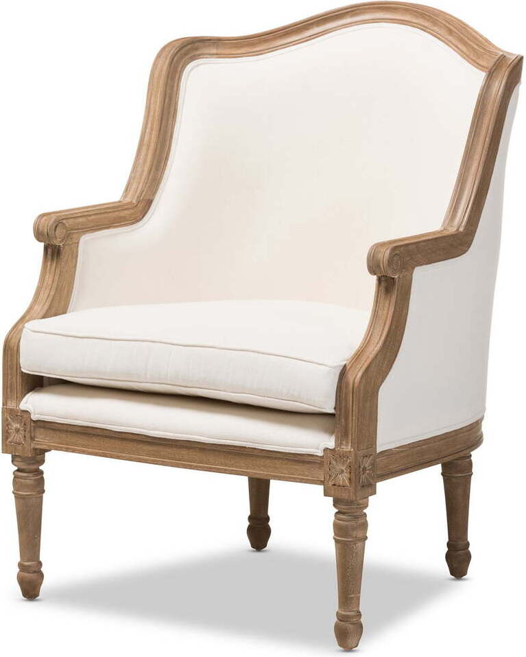 Baxton Studio Charlemagne Traditional French Accent Chair Oak