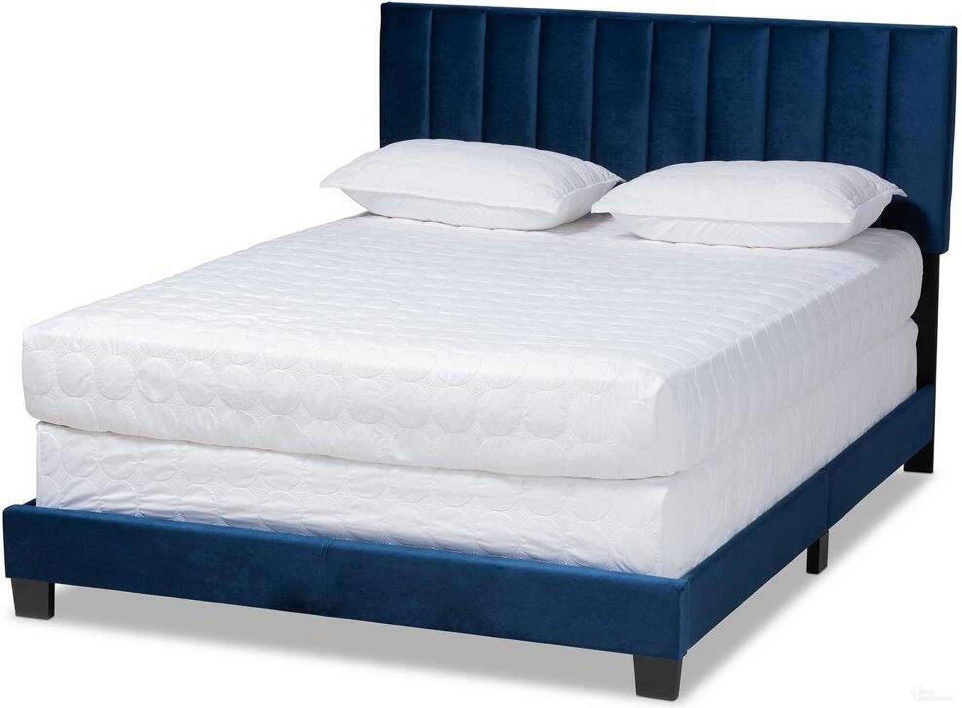 The appearance of Baxton Studio Clare Glam and Luxe Navy Blue Velvet Fabric Upholstered Queen Size Panel Bed with Channel Tufted Headboard designed by Baxton Studio in the glam interior design. This black piece of furniture was selected by 1StopBedrooms from Clare Collection to add a touch of cosiness and style into your home. Sku: CF8747X-Navy Blue Velvet-Queen. Bed Type: Panel Bed. Bed Size: Queen. Material: MDF.