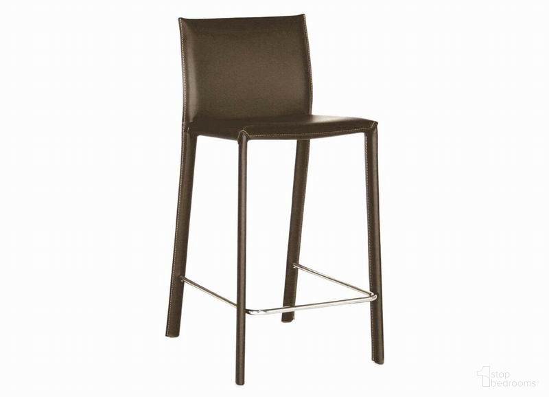 Baxton Studio Crawford Brown Leather Counter Height Stool (Set Of 2)
