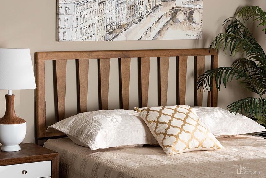 Baxton Studio Duncan Modern and Contemporary Ash Walnut Finished Wood Full Size Headboard