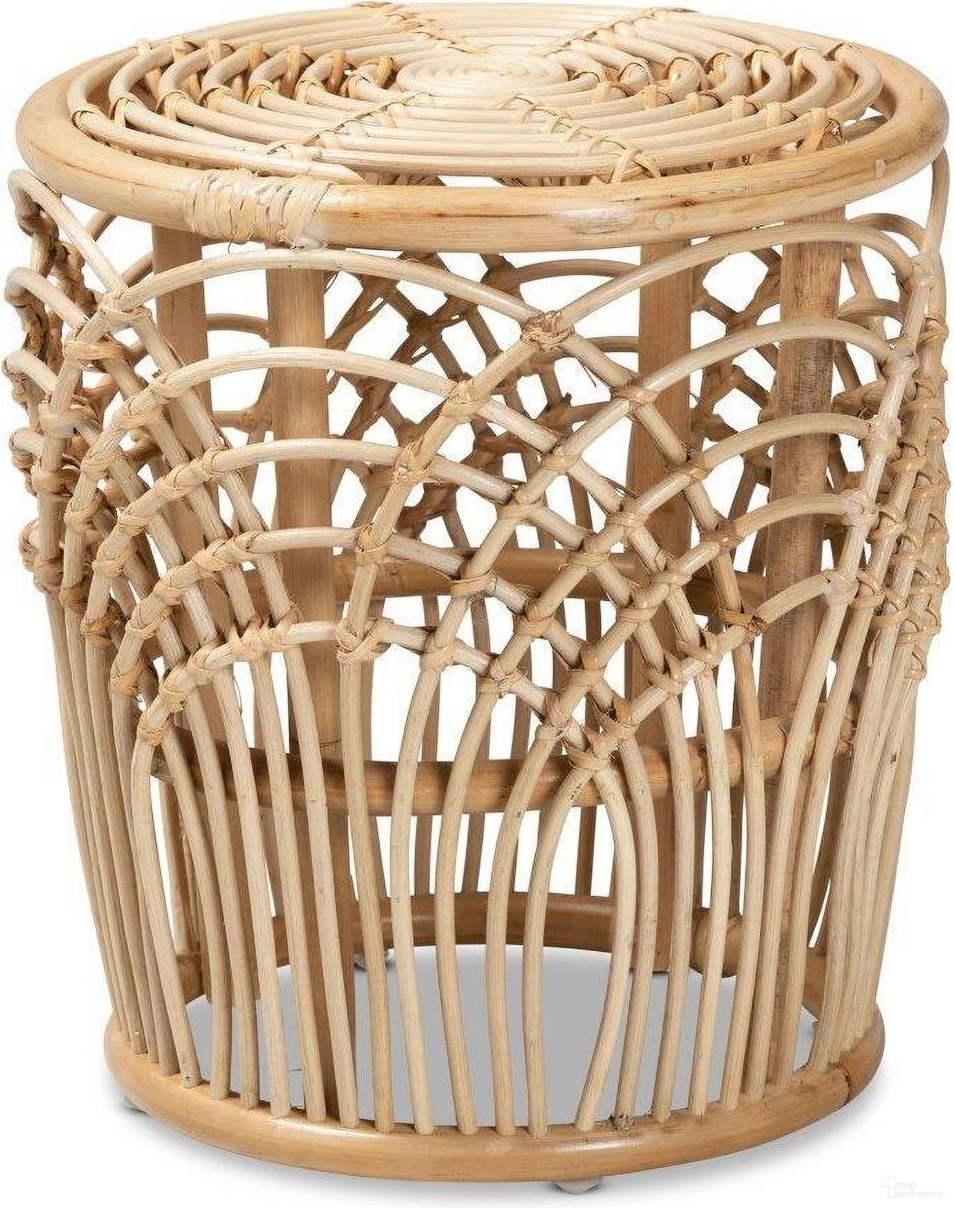 The appearance of Baxton Studio Edena Modern Bohemian Natural Brown Finished Rattan End Table designed by Baxton Studio in the bohemian interior design. This natural brown piece of furniture  was selected by 1StopBedrooms from Edena Collection to add a touch of cosiness and style into your home. Sku: RT009-Rattan-ET. Material: Rattan.