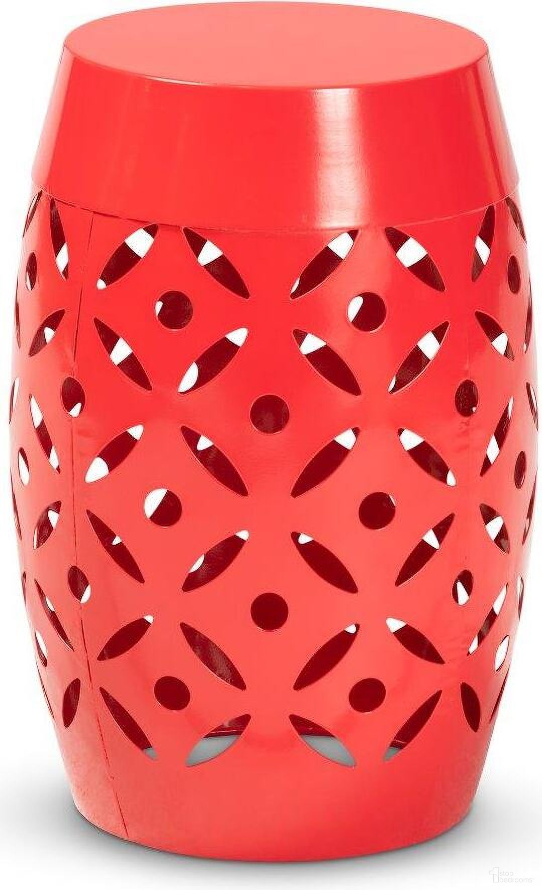 Baxton Studio Hallie Modern and Contemporary Red Finished Metal Outdoor Side Table