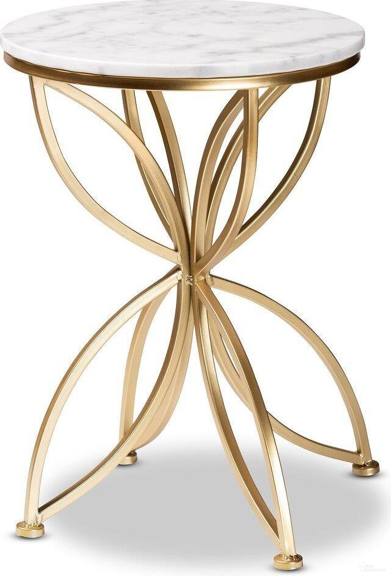 Baxton Studio Jaclyn Modern And Contemporary Gold Finished Metal End Table With Marble Tabletop