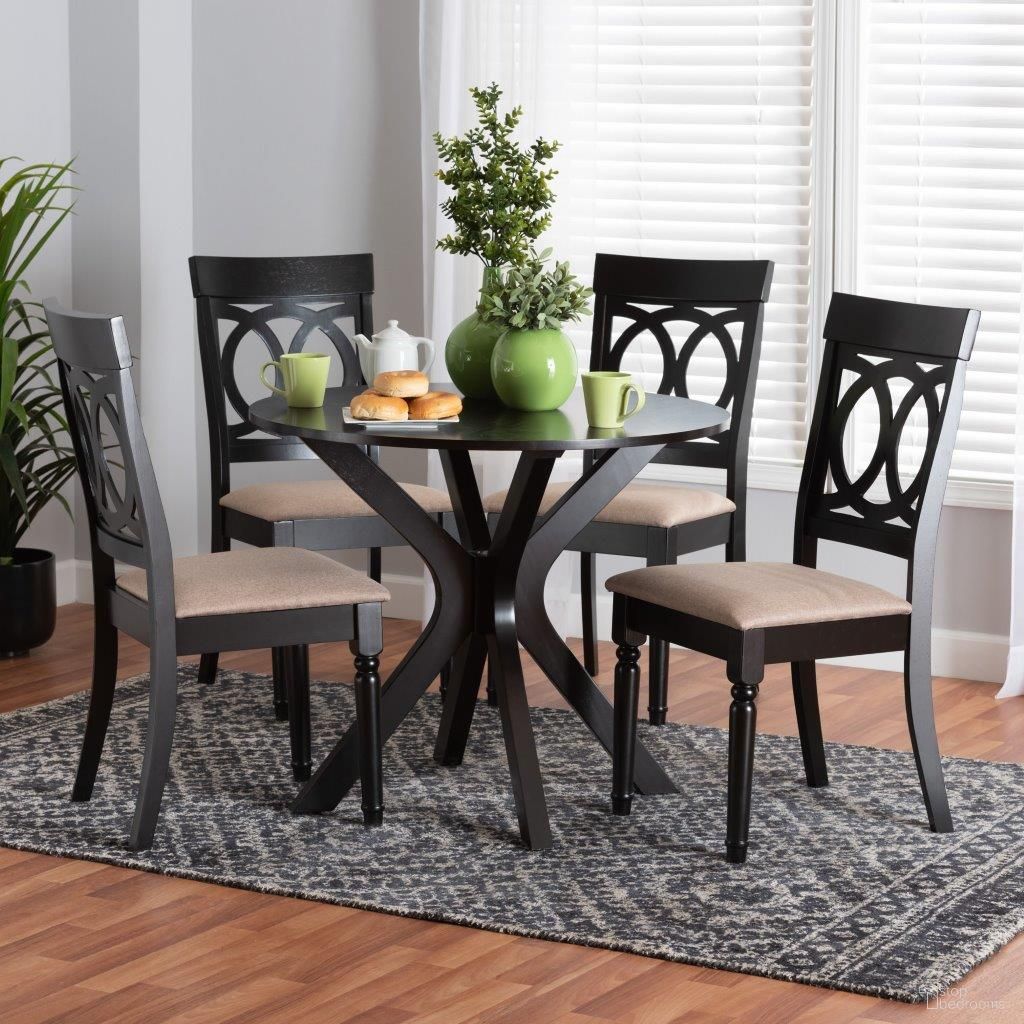 The appearance of Baxton Studio Jessie Modern Sand Fabric And Dark Brown Finished Wood 5-Piece Dining Set designed by Baxton Studio in the modern / contemporary interior design. This beige and dark brown piece of furniture was selected by 1StopBedrooms from Jessie Collection to add a touch of cosiness and style into your home. Sku: Jessie-Sand/Dark Brown-5PC Dining Set. Material: Rubberwood.