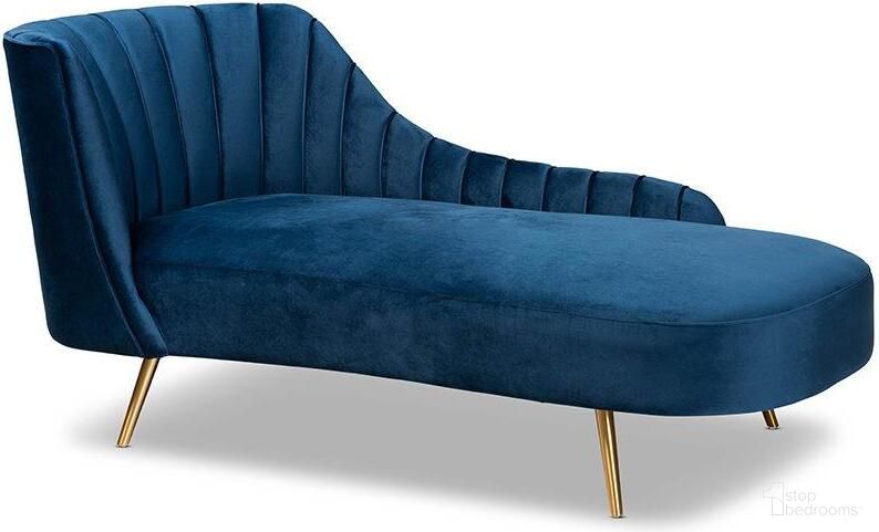The appearance of Baxton Studio Kailyn Glam and Luxe Navy Blue Velvet Fabric Upholstered and Gold Finished Chaise designed by Baxton Studio in the glam interior design. This navy blue piece of furniture was selected by 1StopBedrooms from Kailyn Collection to add a touch of cosiness and style into your home. Sku: TSF-6720-Navy Blue Velvet/Gold-Chaise. Material: Velvet.