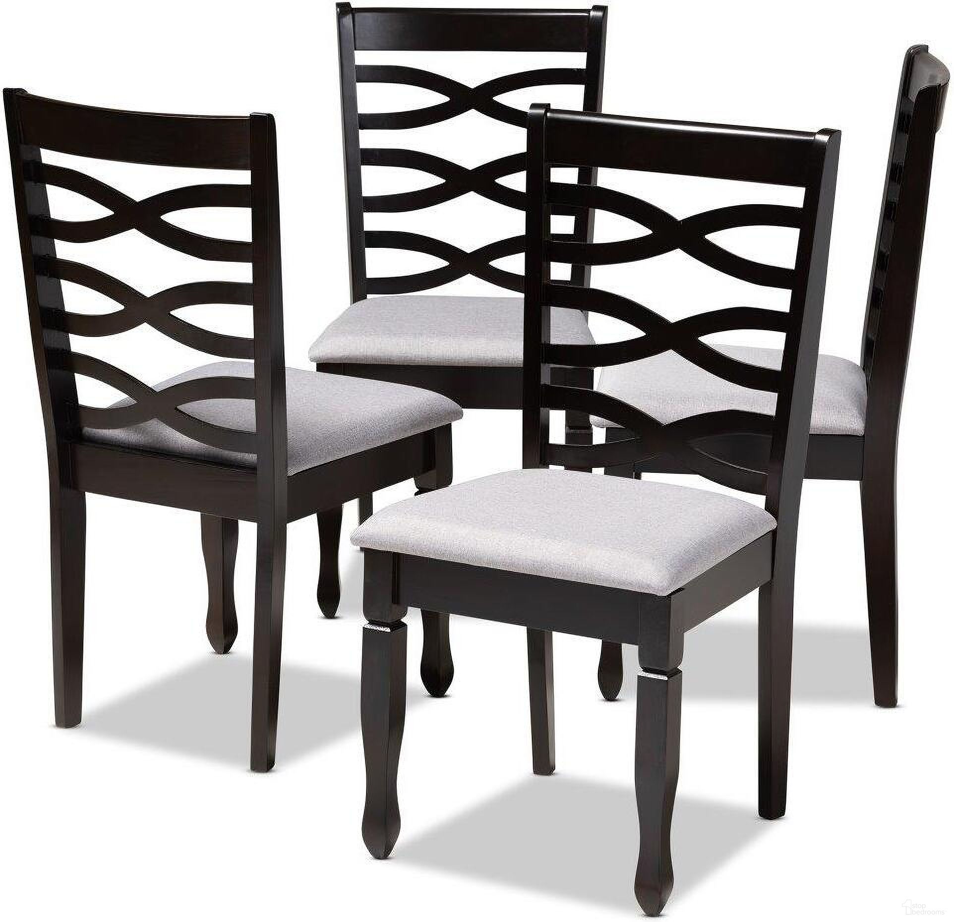 The appearance of Baxton Studio Lanier Modern And Contemporary Gray Fabric Upholstered Espresso Brown Finished Wood Dining Chair Set Of 4 designed by Baxton Studio in the modern / contemporary interior design. This grey piece of furniture  was selected by 1StopBedrooms from Essential Collection to add a touch of cosiness and style into your home. Sku: RH318C-Grey/Dark Brown-DC-4PK. Material: Rubberwood. Chair Type: Side Chair.