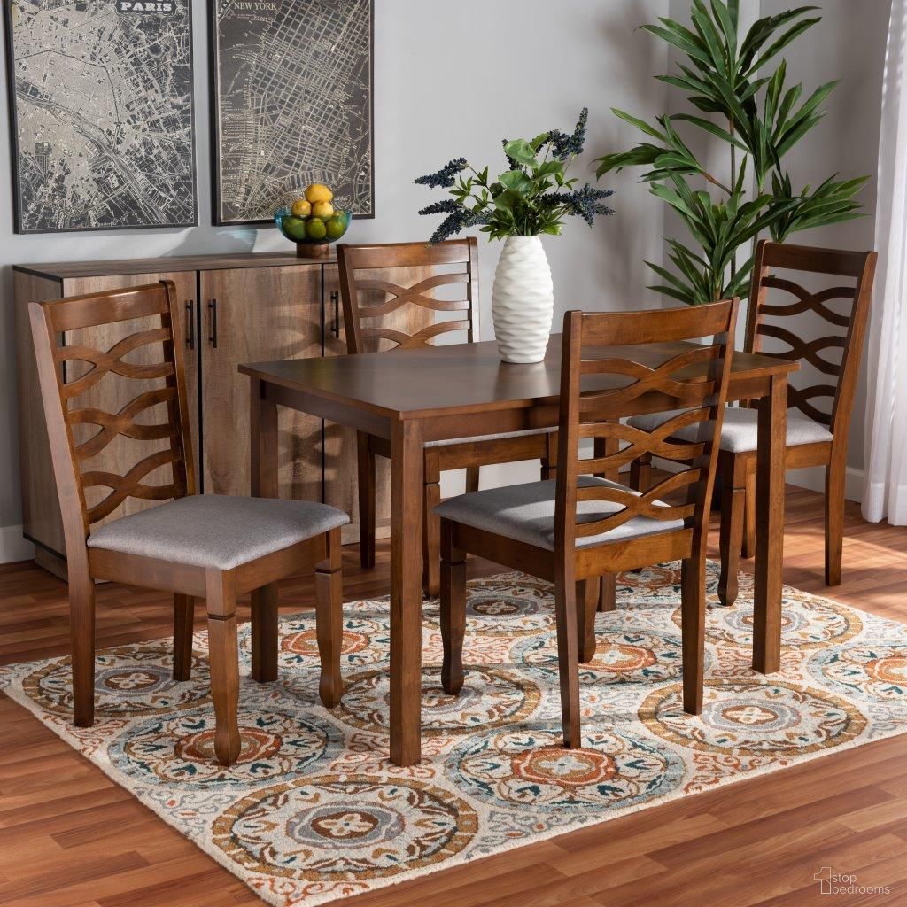 The appearance of Baxton Studio Lanier Modern and Contemporary Grey Fabric Upholstered and Walnut Brown Finished Wood 5-Piece Dining Set designed by Baxton Studio in the modern / contemporary interior design. This grey and walnut piece of furniture was selected by 1StopBedrooms from Lanier Collection to add a touch of cosiness and style into your home. Sku: RH318C-Grey/Walnut-5PC Dining Set. Material: Fabric.