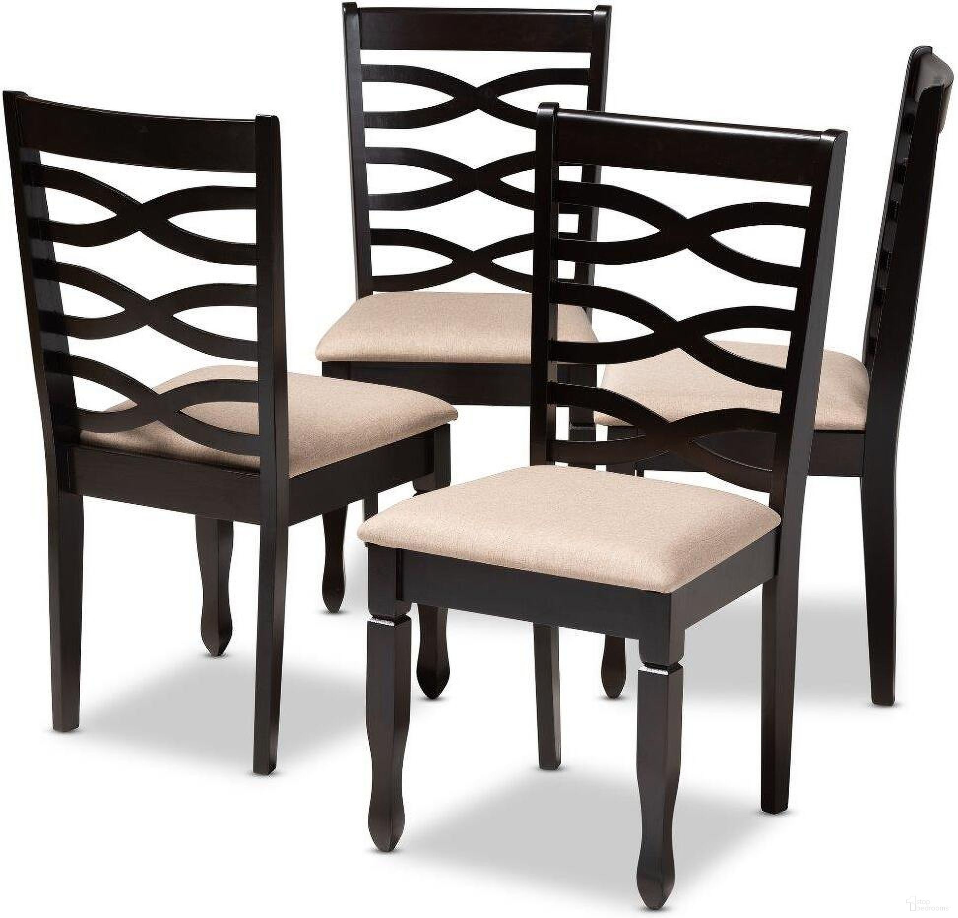 The appearance of Baxton Studio Lanier Modern And Contemporary Sand Fabric Upholstered Espresso Brown Finished Wood Dining Chair Set Of 4 designed by Baxton Studio in the modern / contemporary interior design. This brown piece of furniture  was selected by 1StopBedrooms from Essential Collection to add a touch of cosiness and style into your home. Sku: RH318C-Sand/Dark Brown-DC-4PK. Material: Rubberwood. Chair Type: Side Chair.