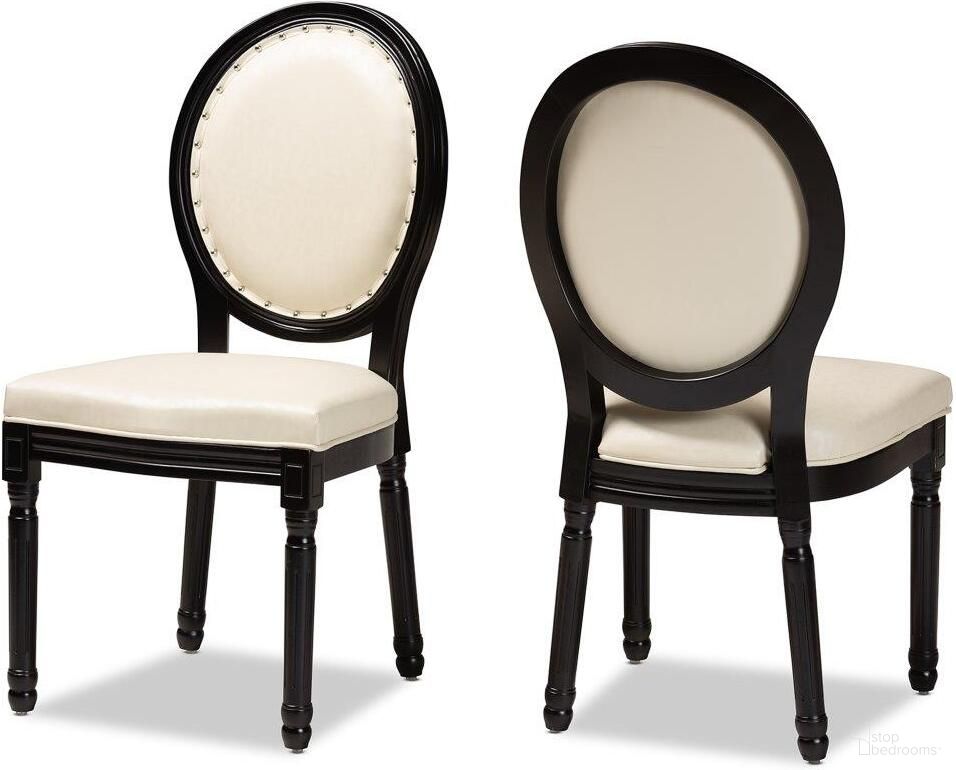 The appearance of Baxton Studio Louis Traditional French Inspired Beige Faux Leather Upholstered And Black Finished Wood 2 Piece Dining Chair Set designed by Baxton Studio in the traditional interior design. This black piece of furniture was selected by 1StopBedrooms from Louis Collection to add a touch of cosiness and style into your home. Sku: W-LOUIS-O-07-Black/Beige-Chair. Material: Wood. Chair Type: Side Chair.