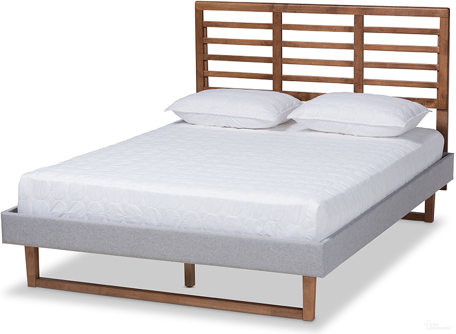 The appearance of Baxton Studio Luciana Modern and Contemporary Light Grey Fabric Upholstered and Ash Walnut Brown Finished Wood Full Size Platform Bed designed by Baxton Studio in the modern / contemporary interior design. This walnut and light gray piece of furniture was selected by 1StopBedrooms from Luciana Collection to add a touch of cosiness and style into your home. Sku: Luciana-Light Grey/Ash Walnut-Full. Bed Type: Platform Bed. Material: Polyester. Bed Size: Full.