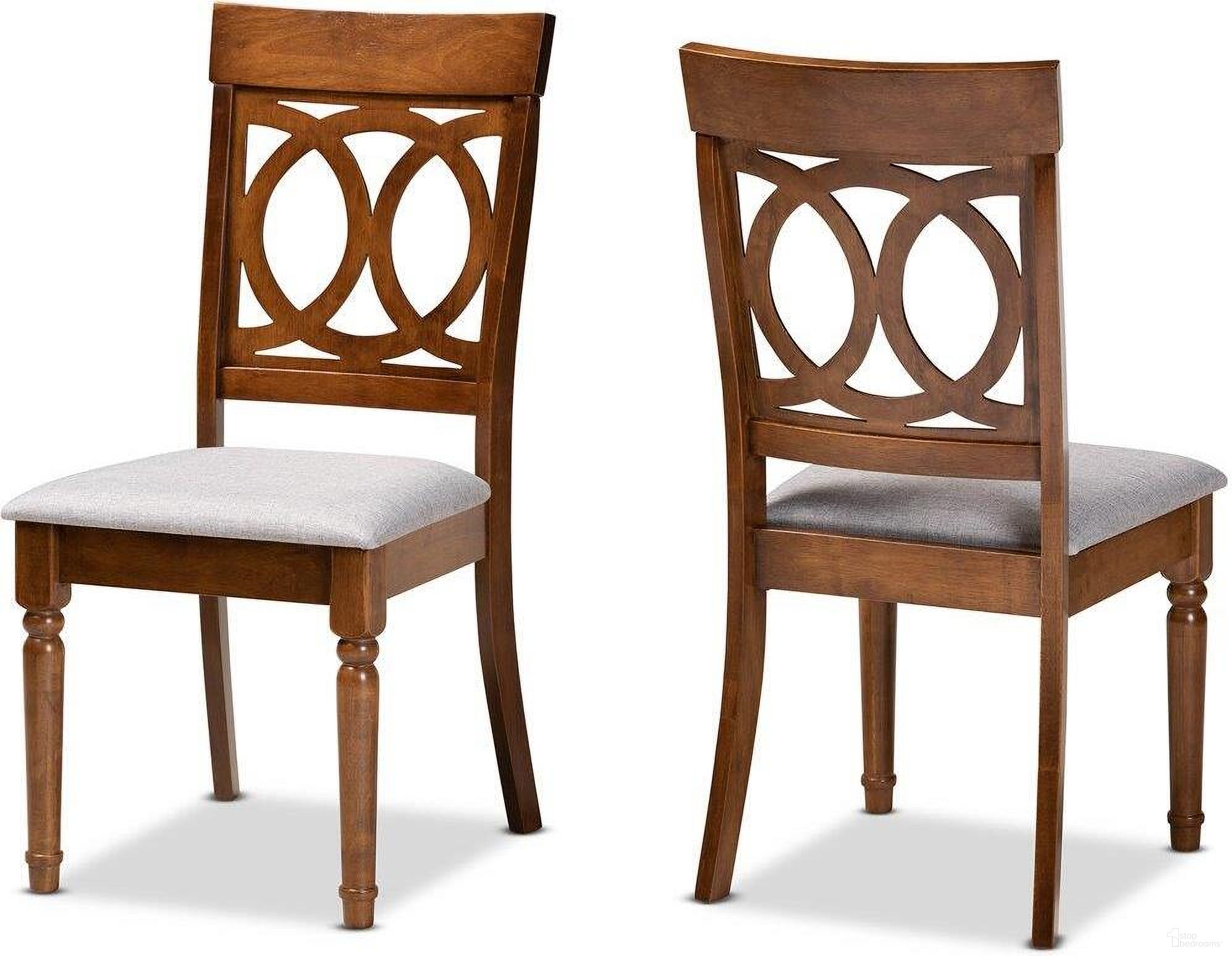 The appearance of Baxton Studio Lucie Modern And Contemporary Grey Fabric Upholstered And Walnut Brown Finished Wood 2 Piece Dining Chair Set designed by Baxton Studio in the modern / contemporary interior design. This grey and walnut piece of furniture  was selected by 1StopBedrooms from Lucie Collection to add a touch of cosiness and style into your home. Sku: RH333C-Grey/Walnut-DC-2PK. Material: Rubberwood. Chair Type: Side Chair.